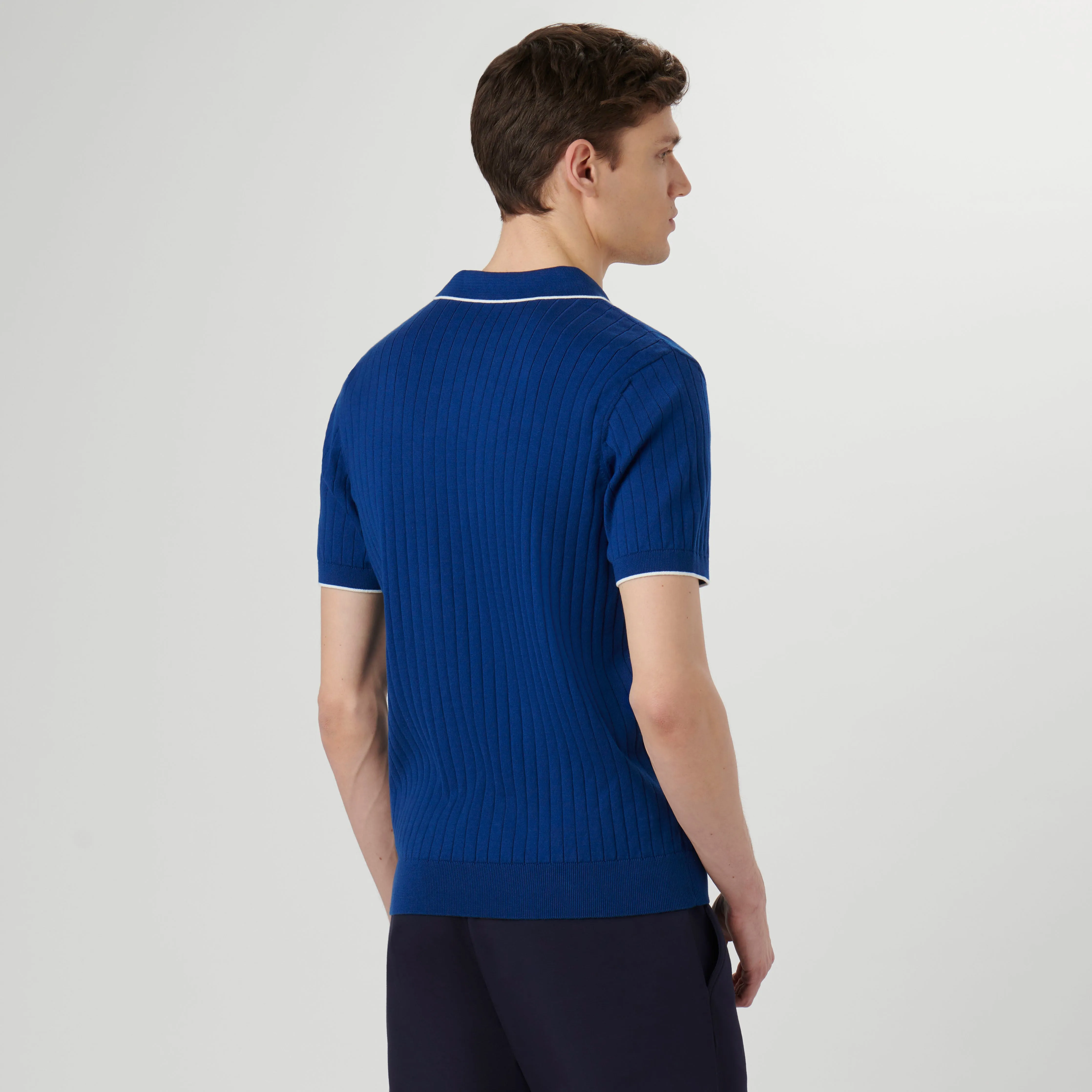 Rib Knit Short Sleeve Johnny Collar Sweater sold by Bugatchi product image thumbnail 4