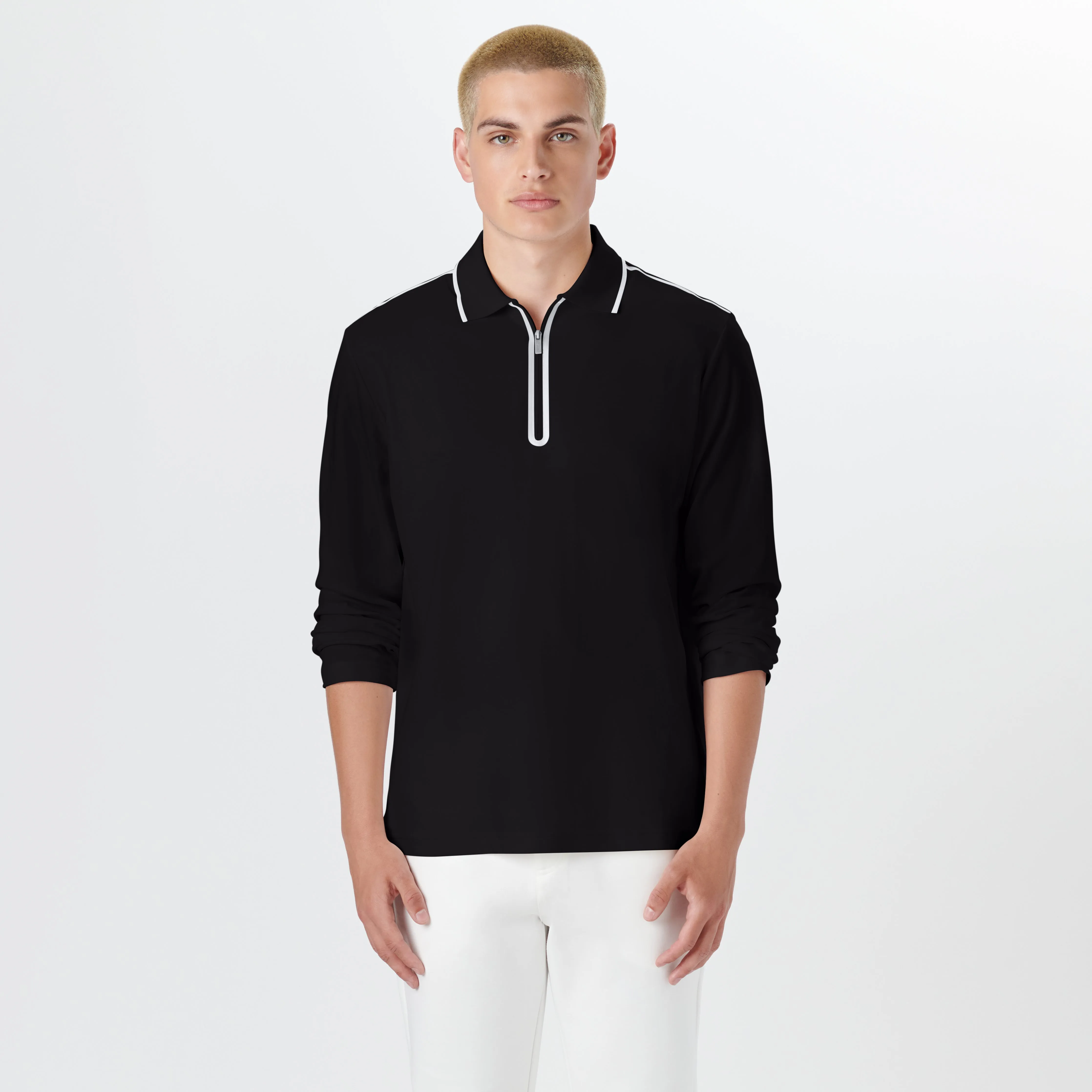 Long Sleeve Quarter Zip Polo sold by Bugatchi product image thumbnail 2