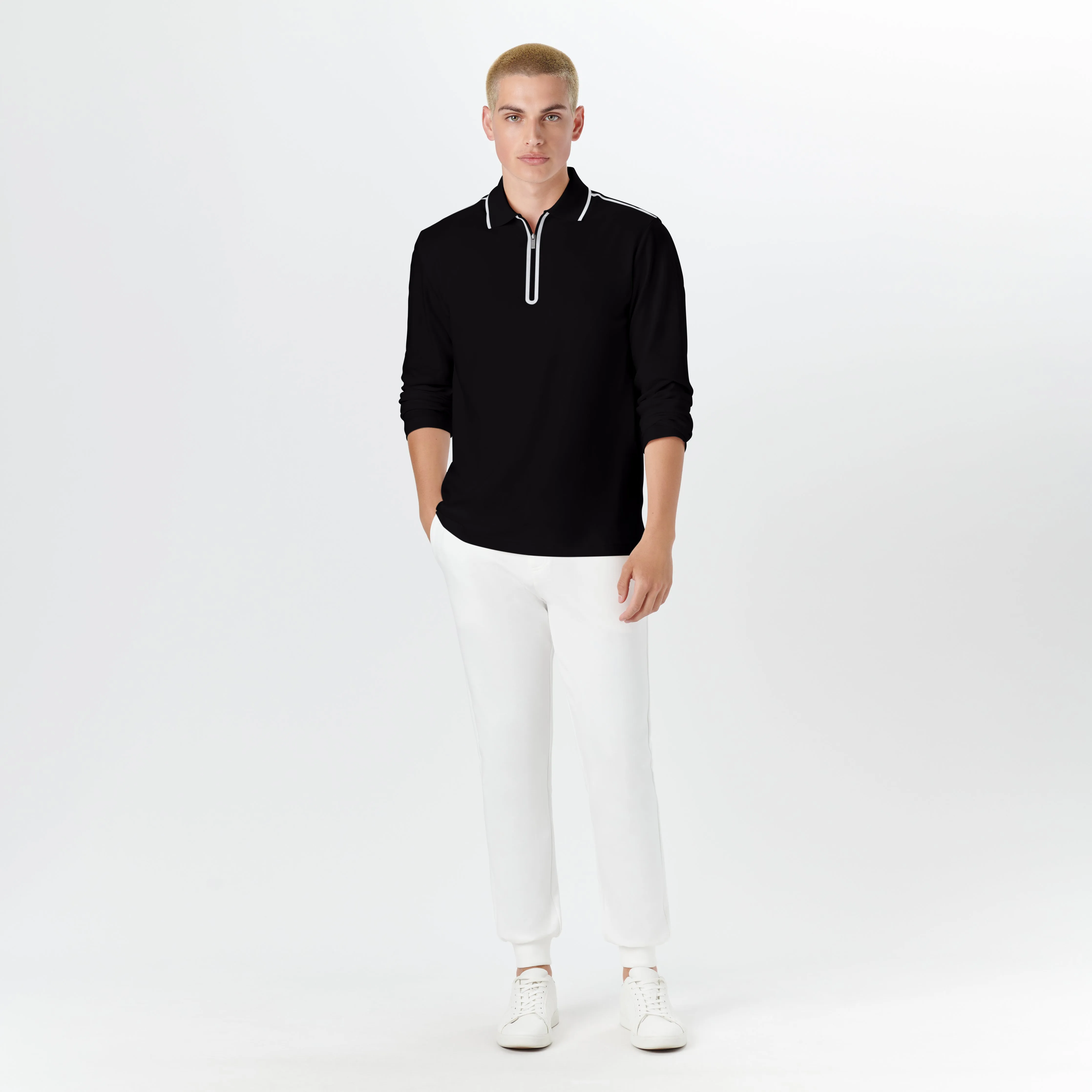 Long Sleeve Quarter Zip Polo sold by Bugatchi product image thumbnail 5
