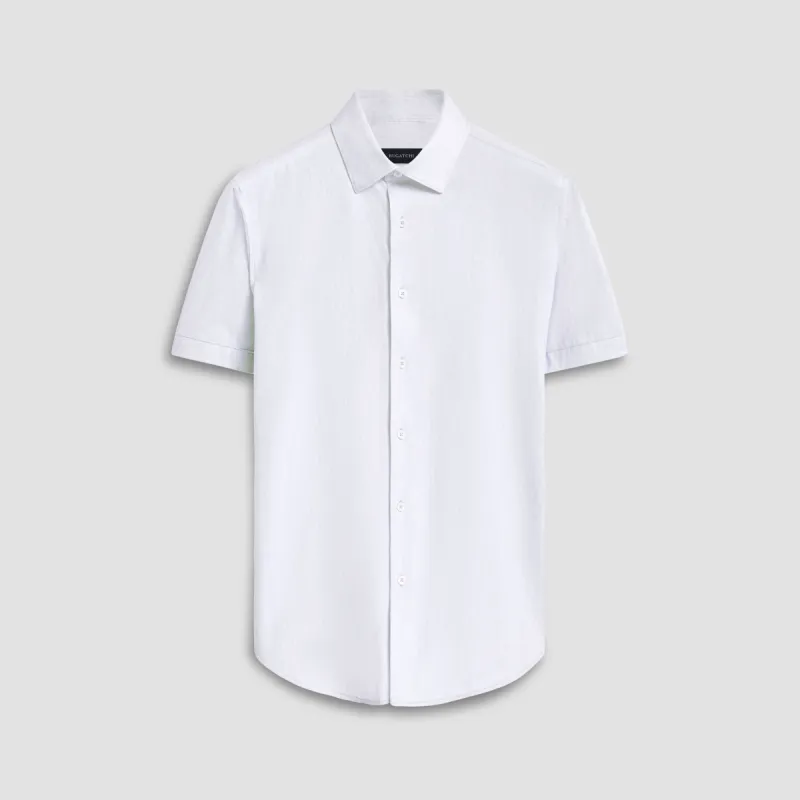 Miles Chambray Print OoohCotton Short Sleeve Shirt sold by Bugatchi