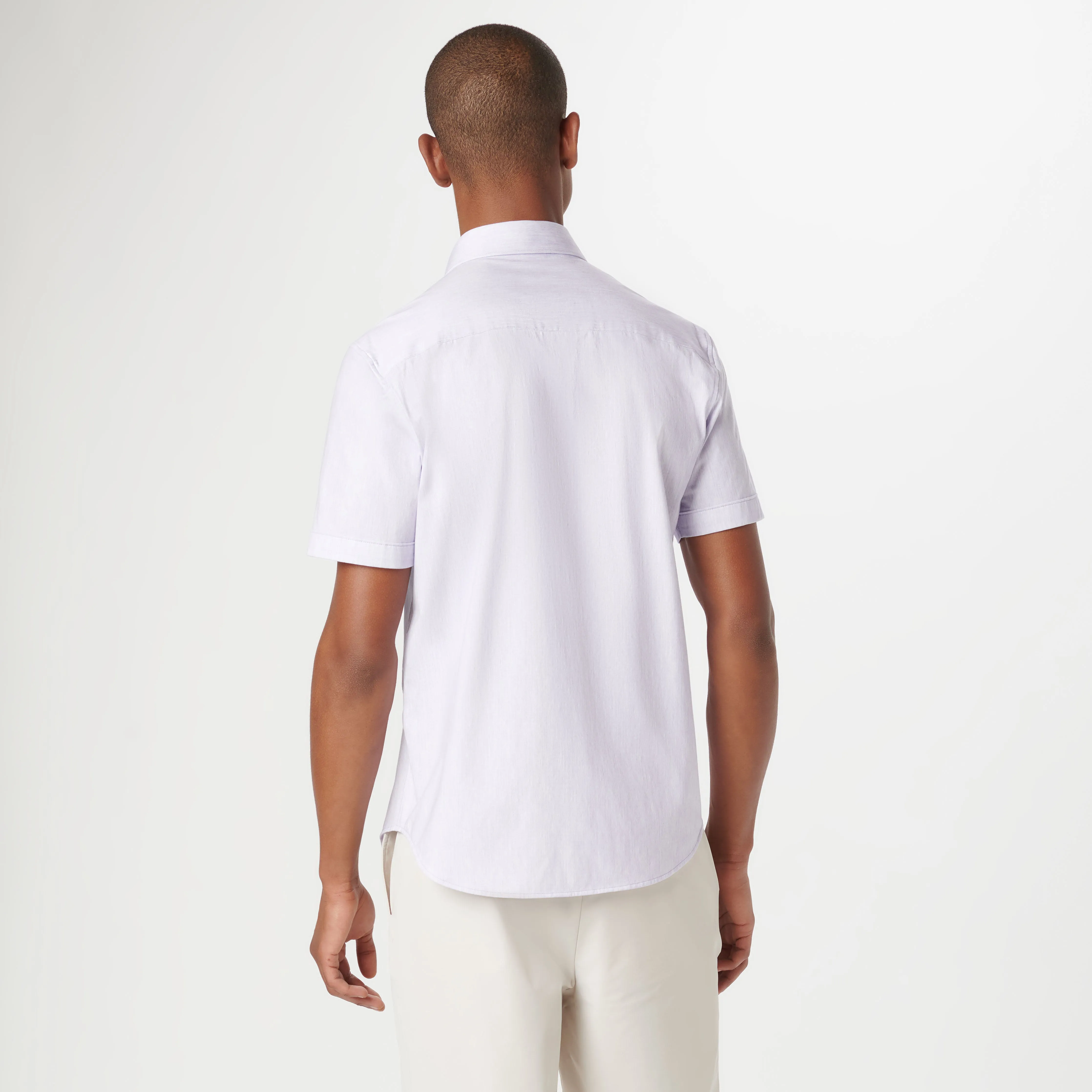 Miles Chambray Print OoohCotton Short Sleeve Shirt sold by Bugatchi product image thumbnail 4