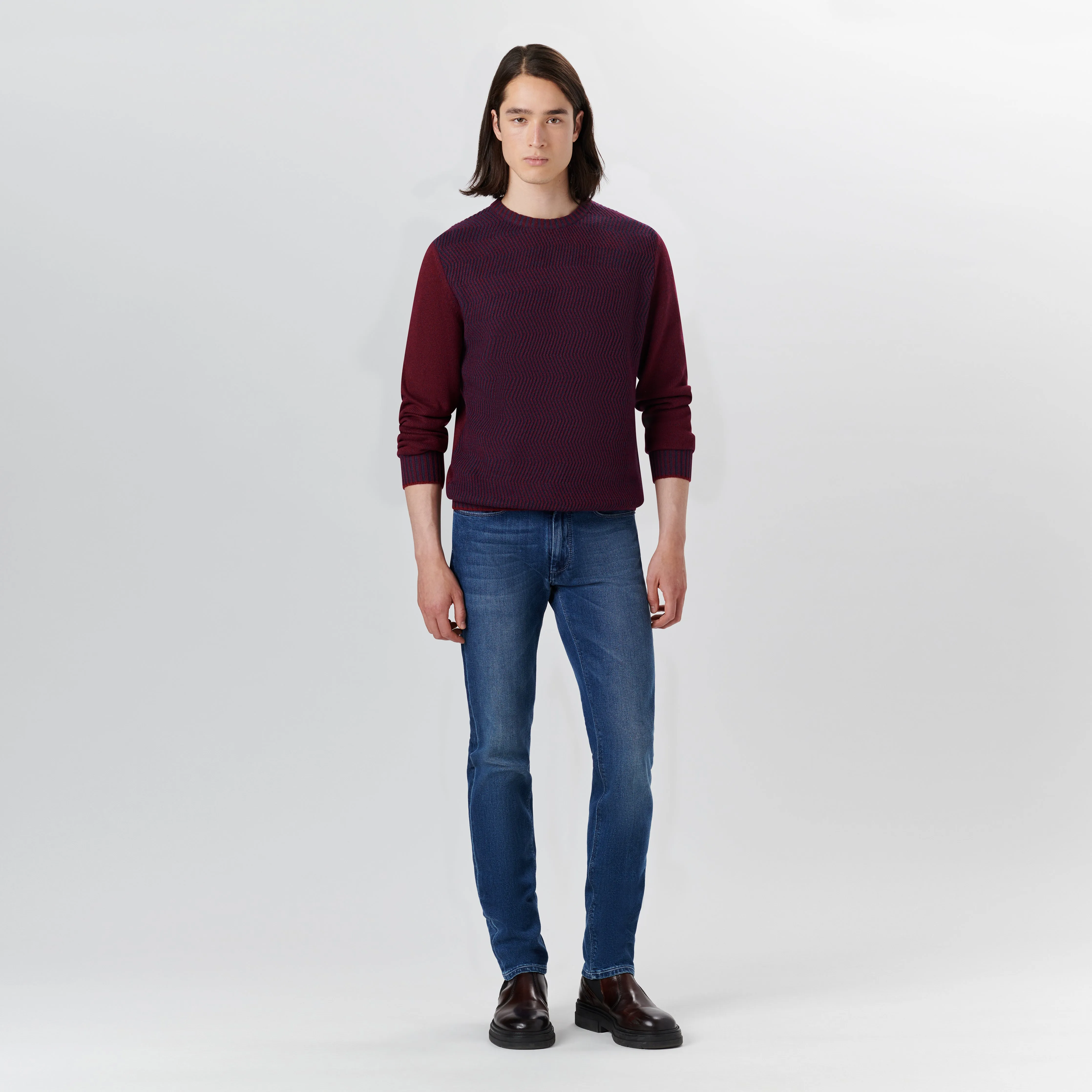 Crew Neck Herringbone Jacquard Sweater sold by Bugatchi product image thumbnail 5