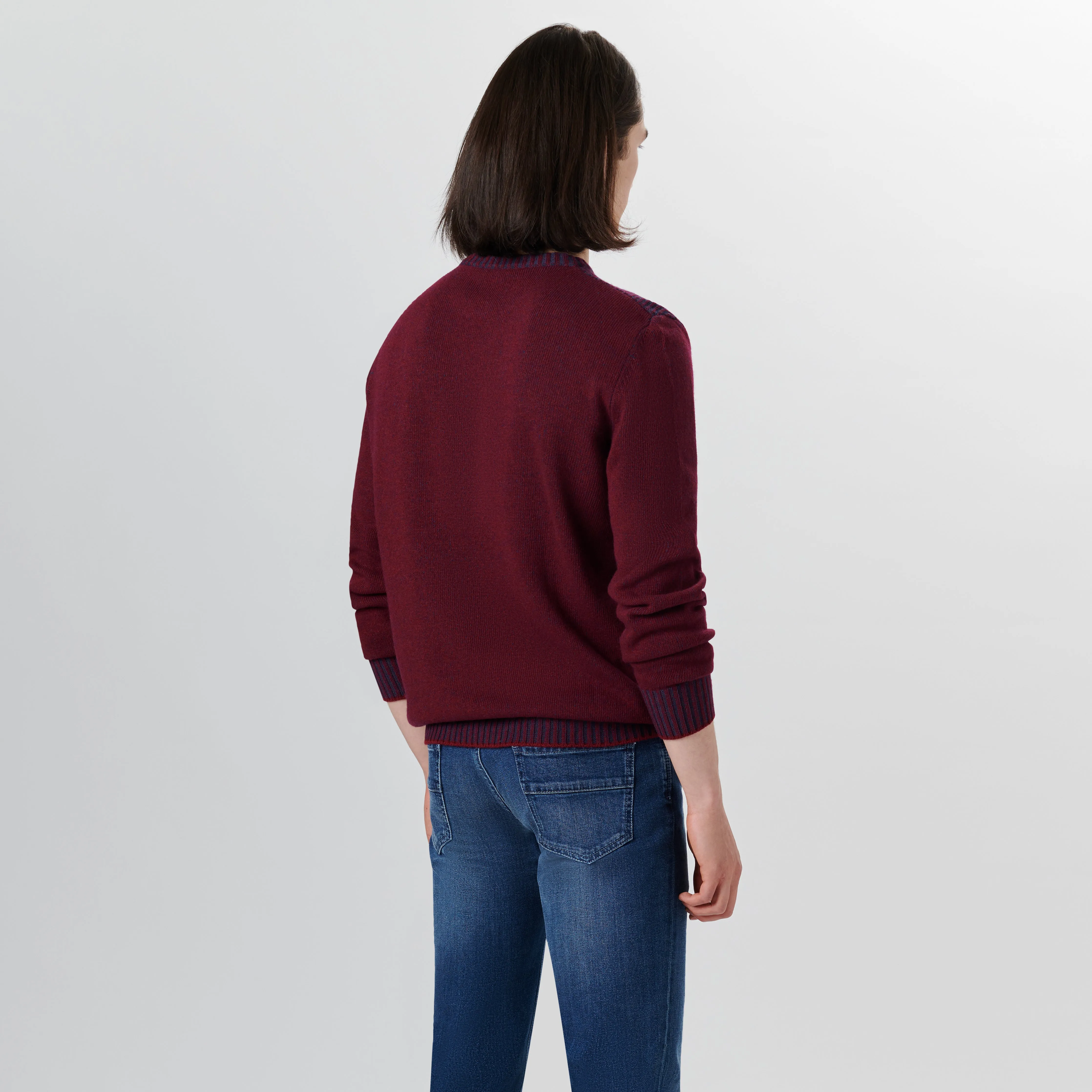 Crew Neck Herringbone Jacquard Sweater sold by Bugatchi product image thumbnail 4