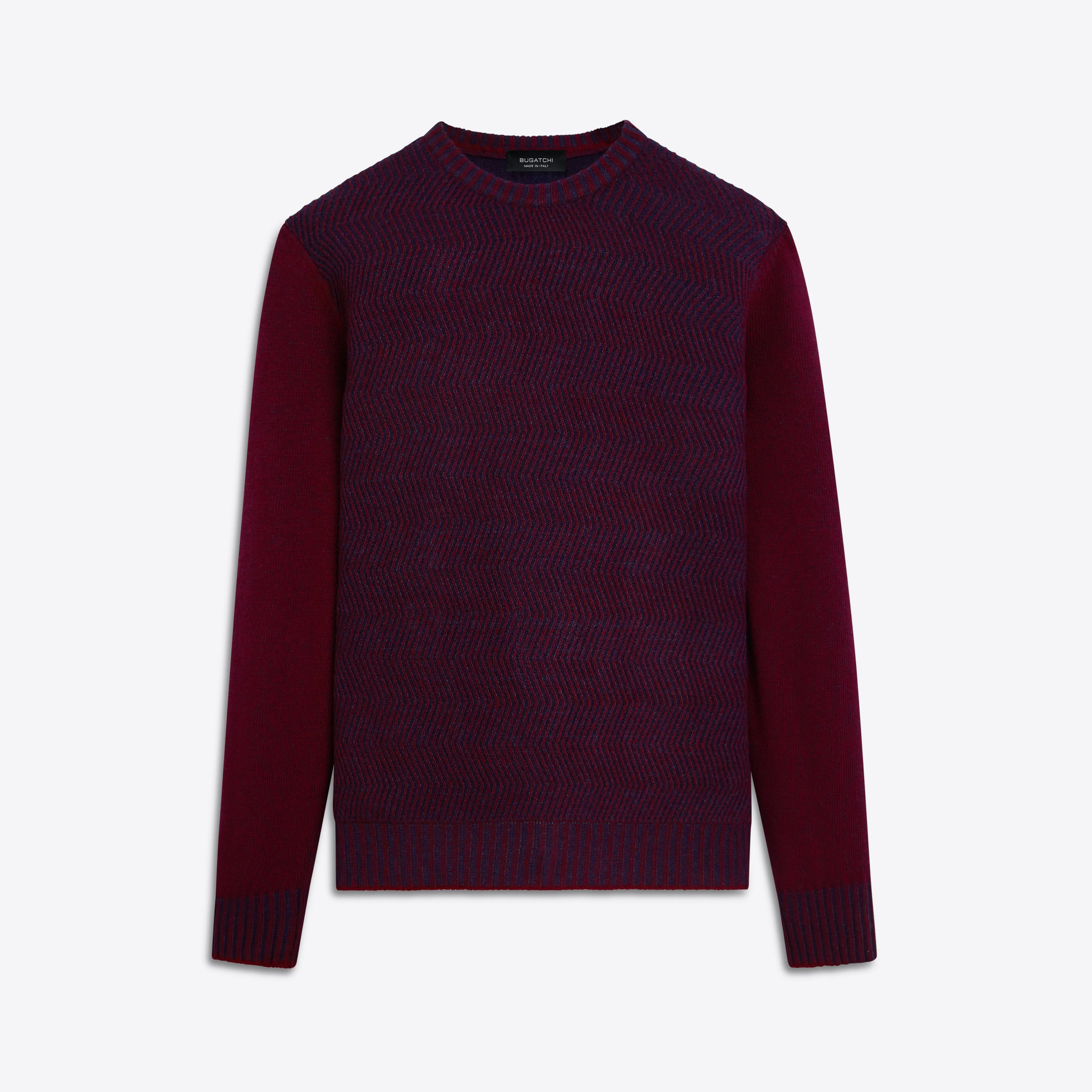 Crew Neck Herringbone Jacquard Sweater sold by Bugatchi