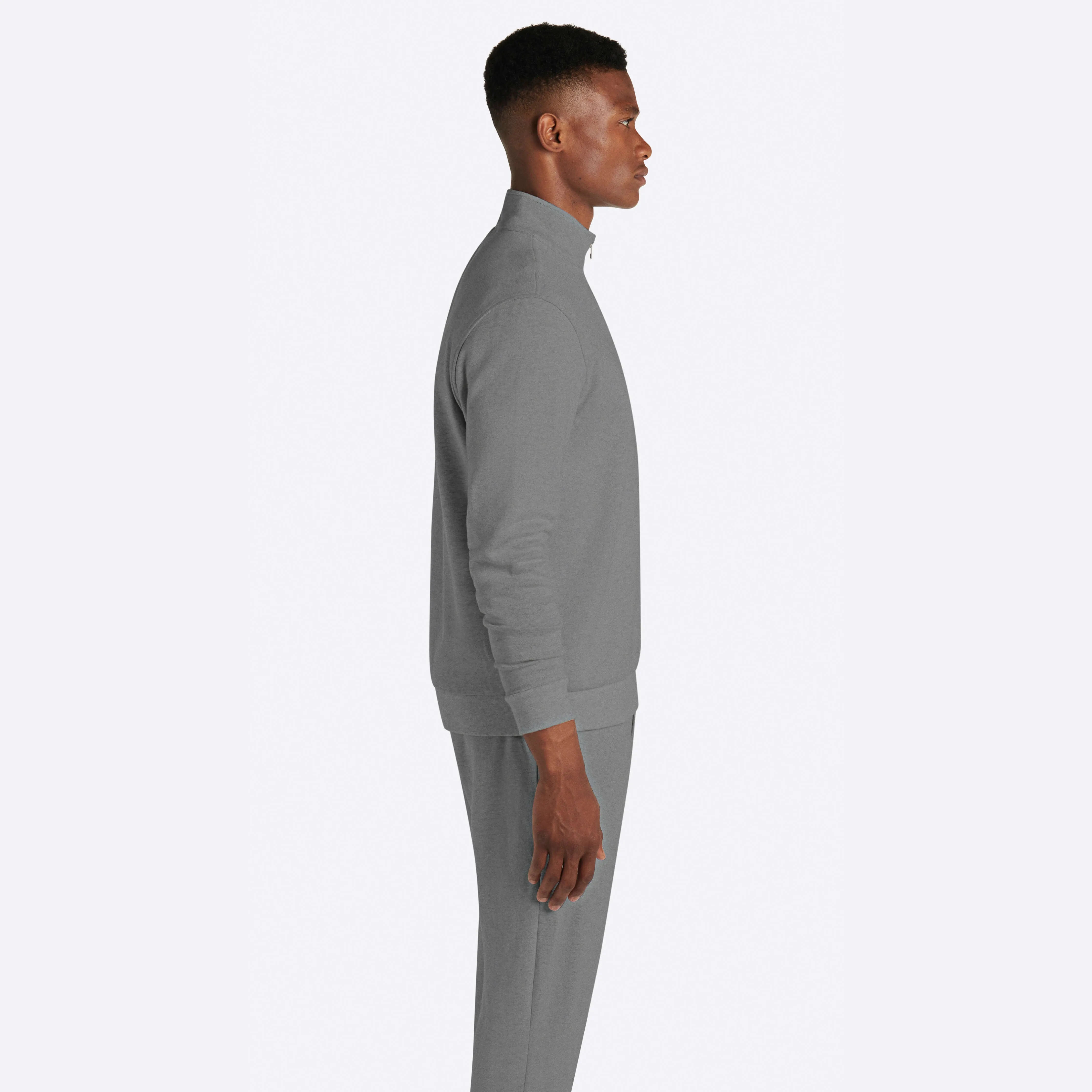 COMFORT Solid Heather Quarter Zip Mock Neck Pullover sold by Bugatchi product image thumbnail 3