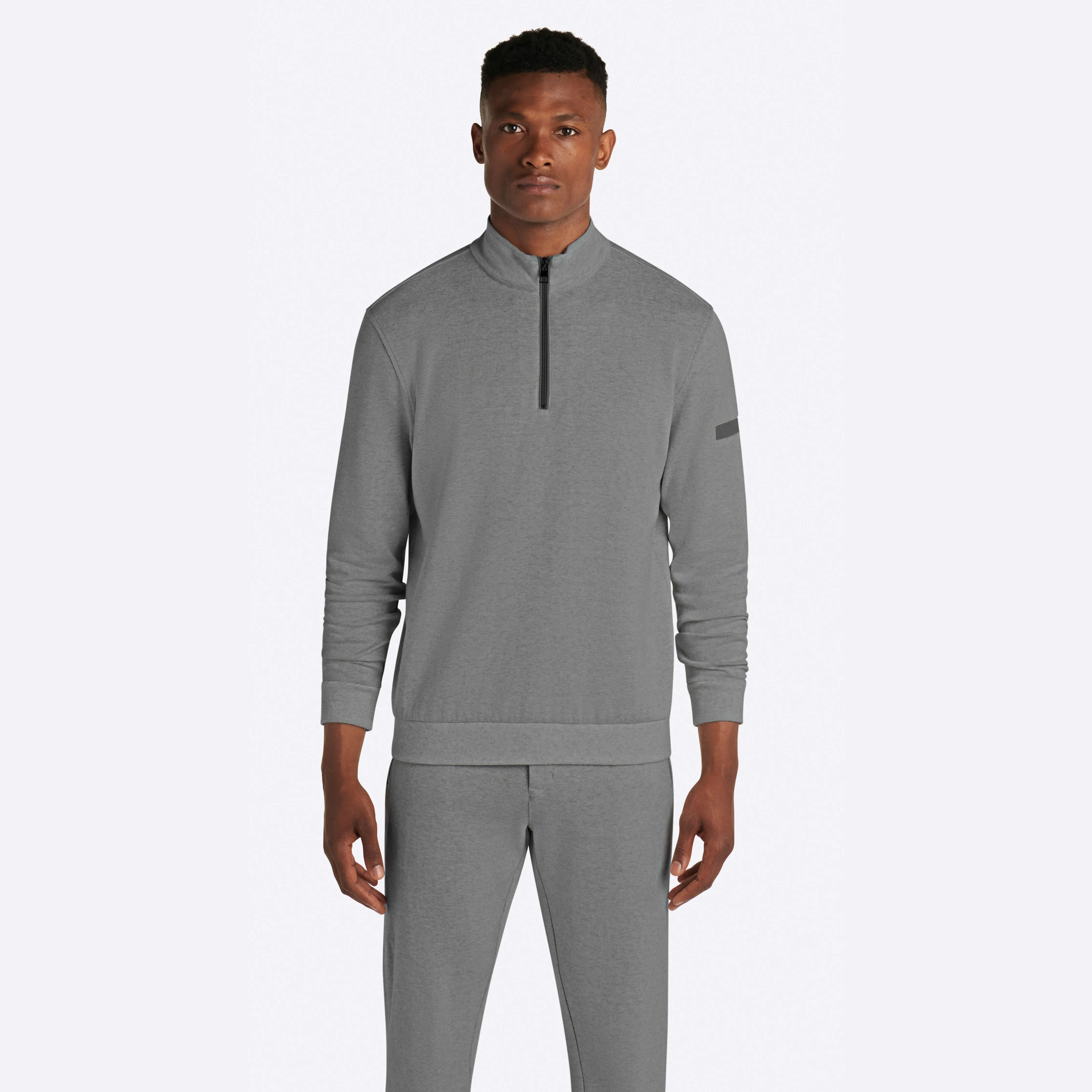 COMFORT Solid Heather Quarter Zip Mock Neck Pullover sold by Bugatchi product image thumbnail 2