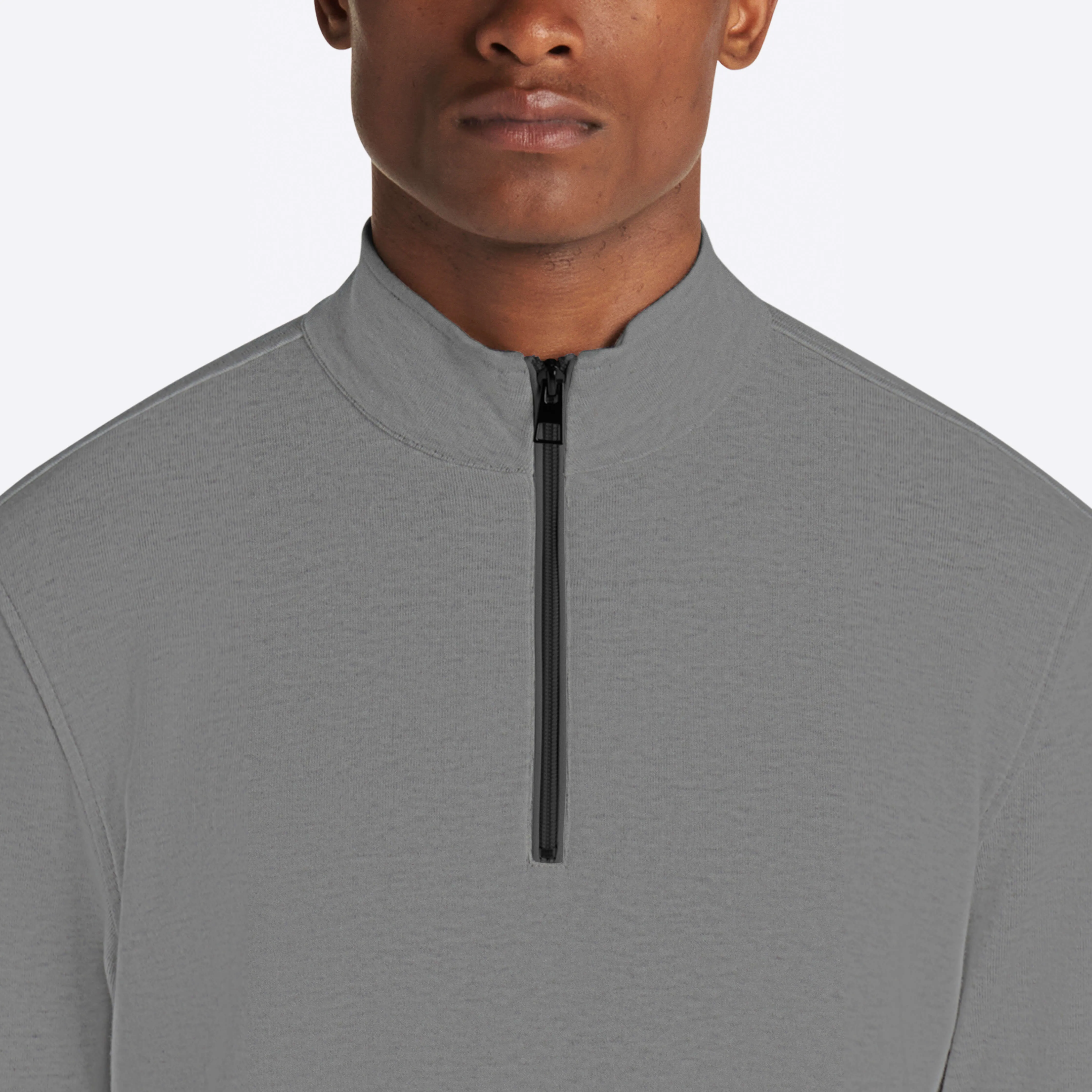 COMFORT Solid Heather Quarter Zip Mock Neck Pullover sold by Bugatchi product image thumbnail 5