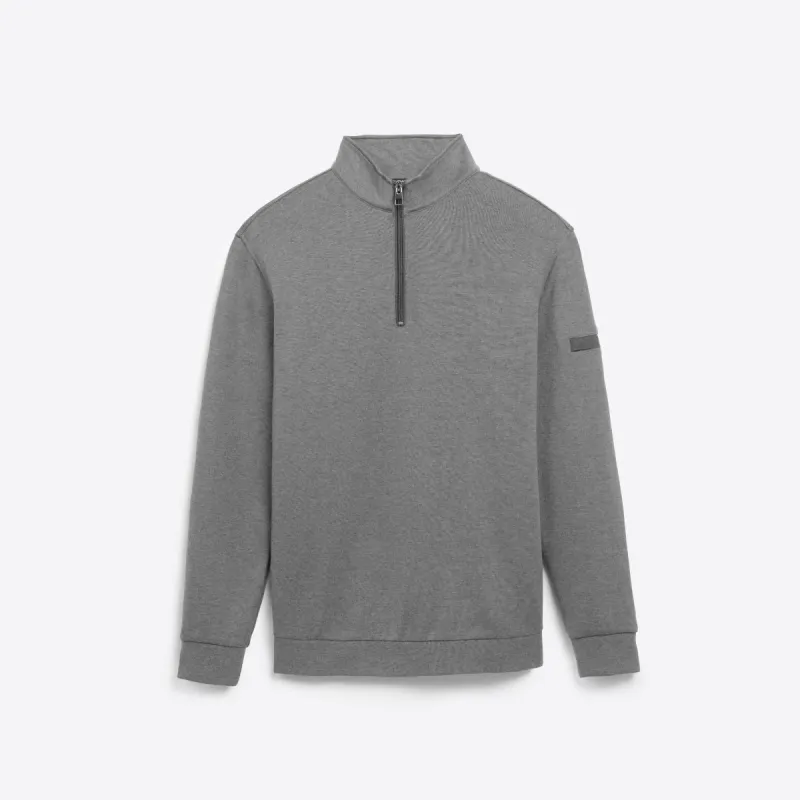COMFORT Solid Heather Quarter Zip Mock Neck Pullover sold by Bugatchi