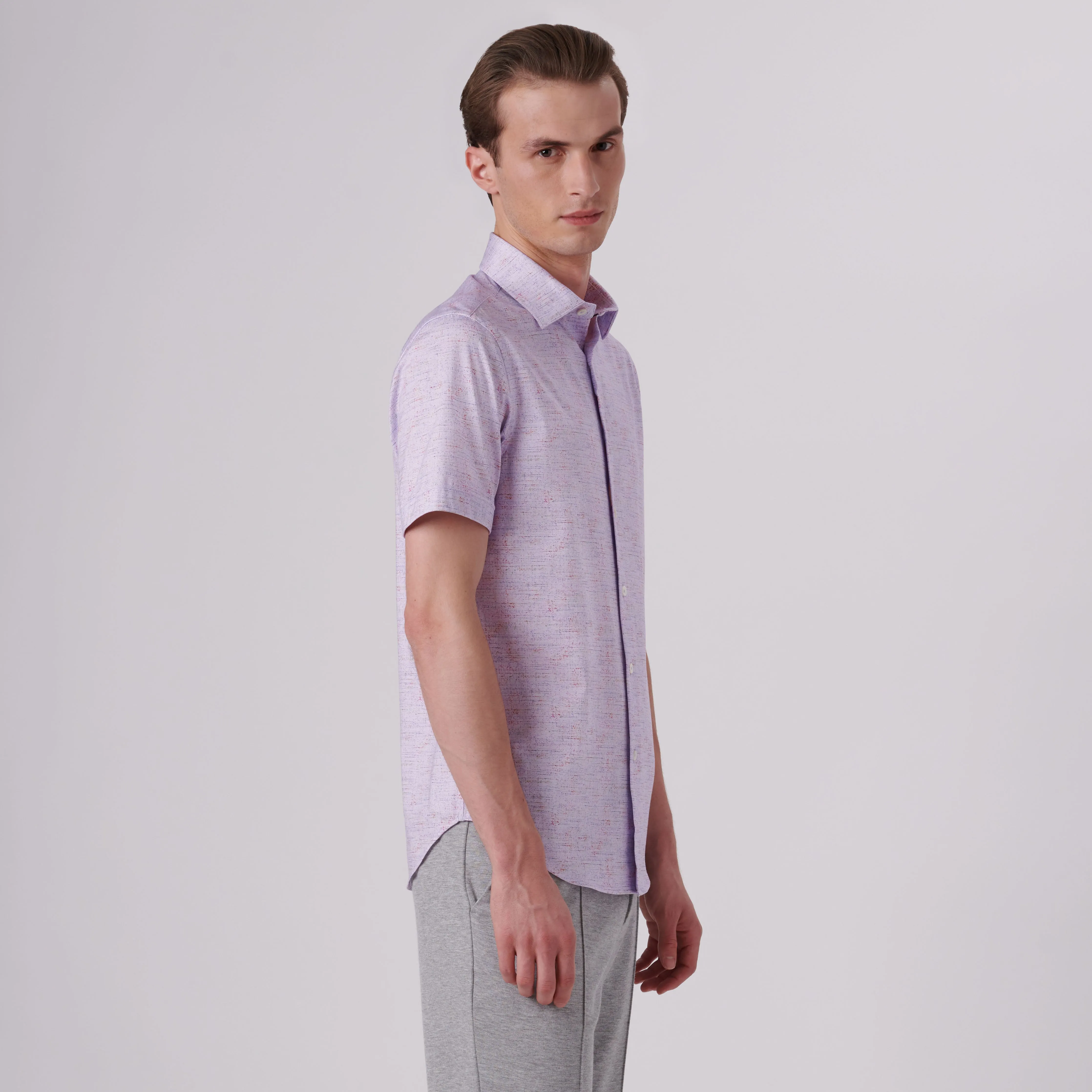 Miles Marled Print OoohCotton Short Sleeve Shirt sold by Bugatchi product image thumbnail 3