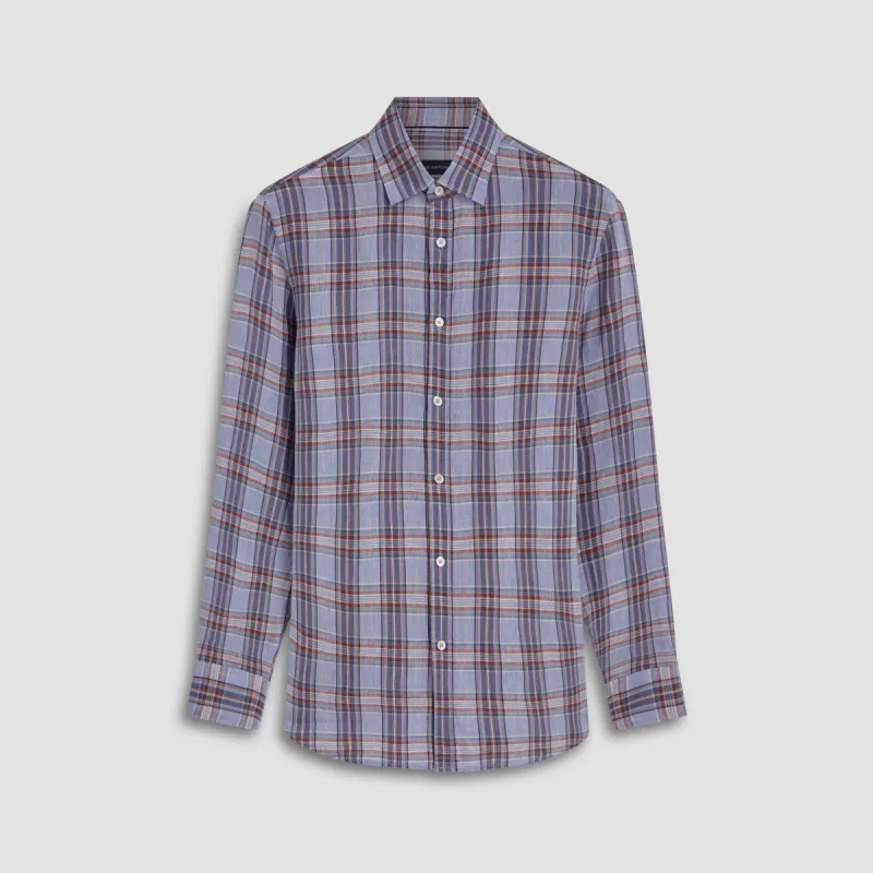 Julian Plaid Check Linen Shirt sold by Bugatchi