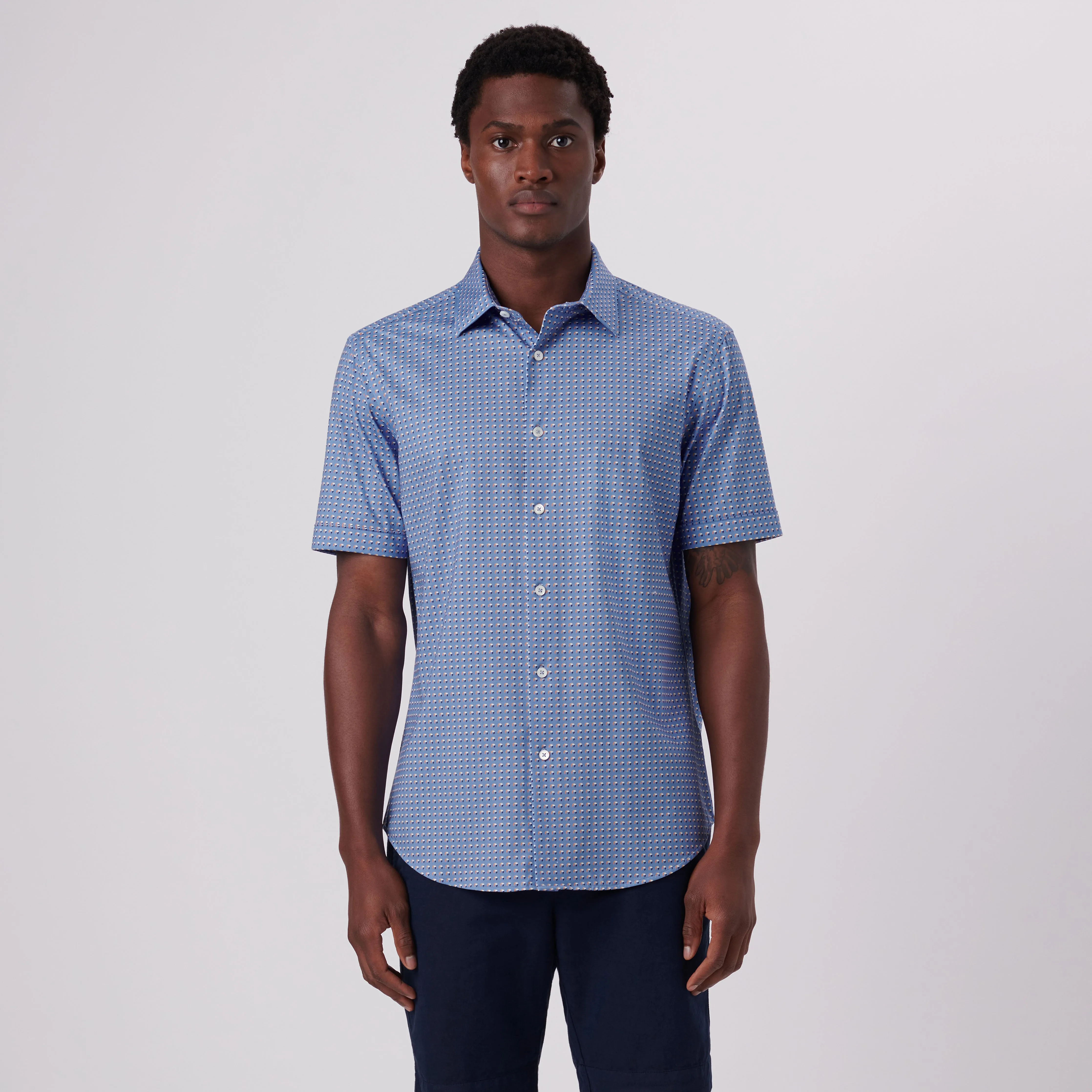 Miles Abstract Print OoohCotton Short Sleeve Shirt sold by Bugatchi product image thumbnail 2