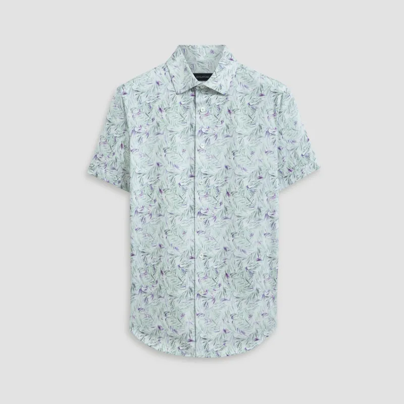Miles Leaf Print OoohCotton Short Sleeve Shirt sold by Bugatchi
