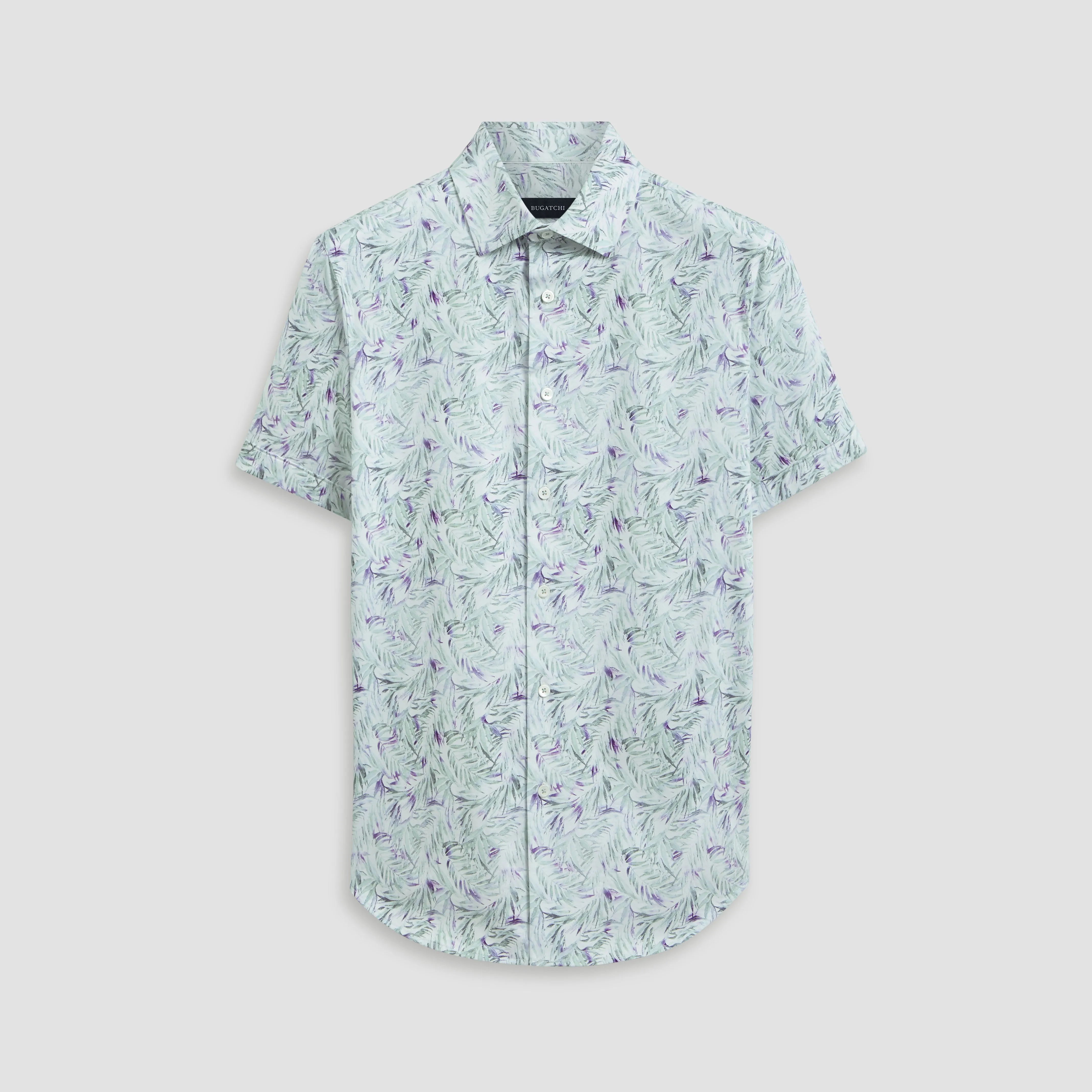 Miles Leaf Print OoohCotton Short Sleeve Shirt sold by Bugatchi