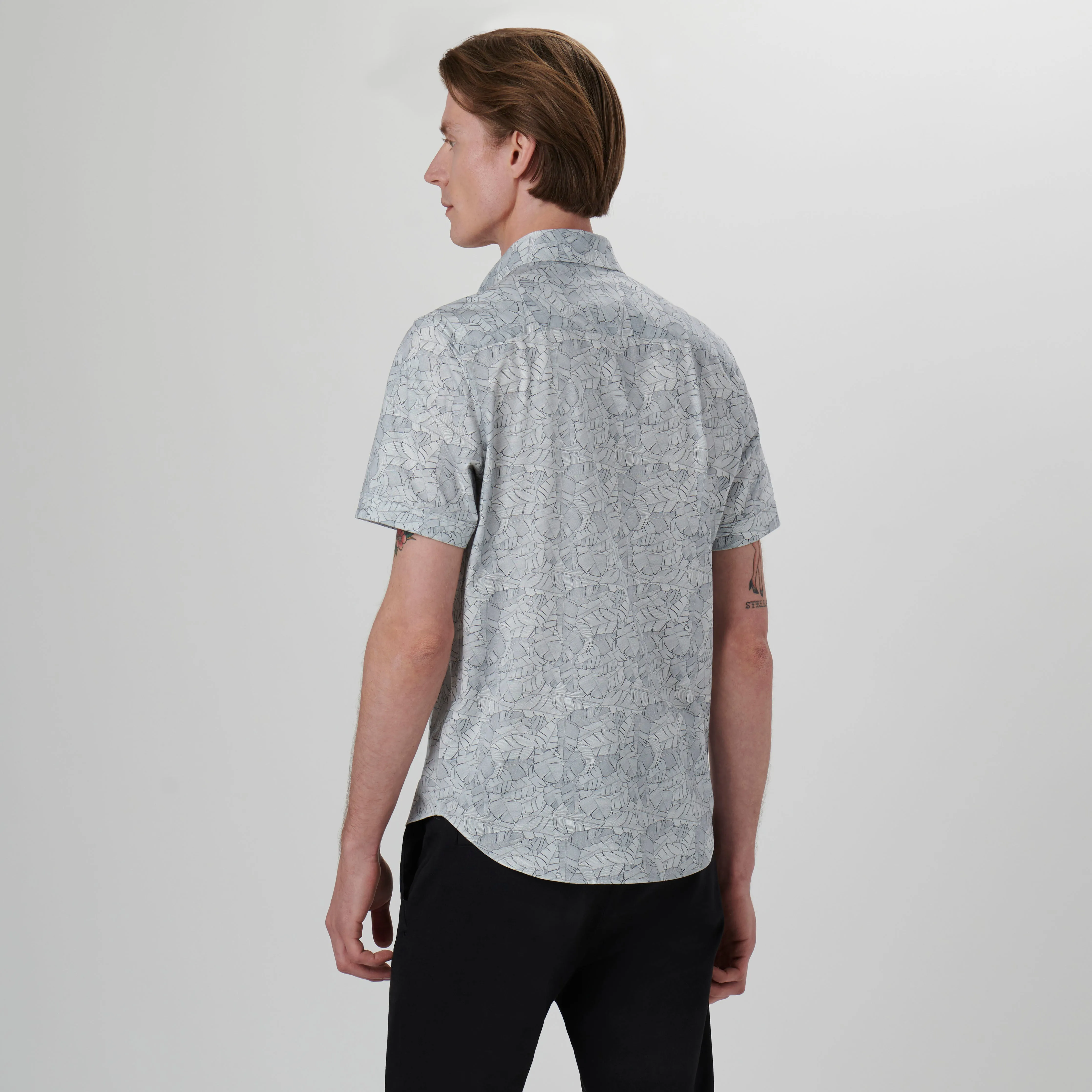 Miles Leaf Print OoohCotton Short Sleeve Shirt sold by Bugatchi product image thumbnail 4