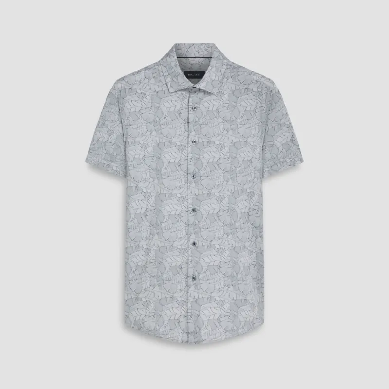 Miles Leaf Print OoohCotton Short Sleeve Shirt sold by Bugatchi
