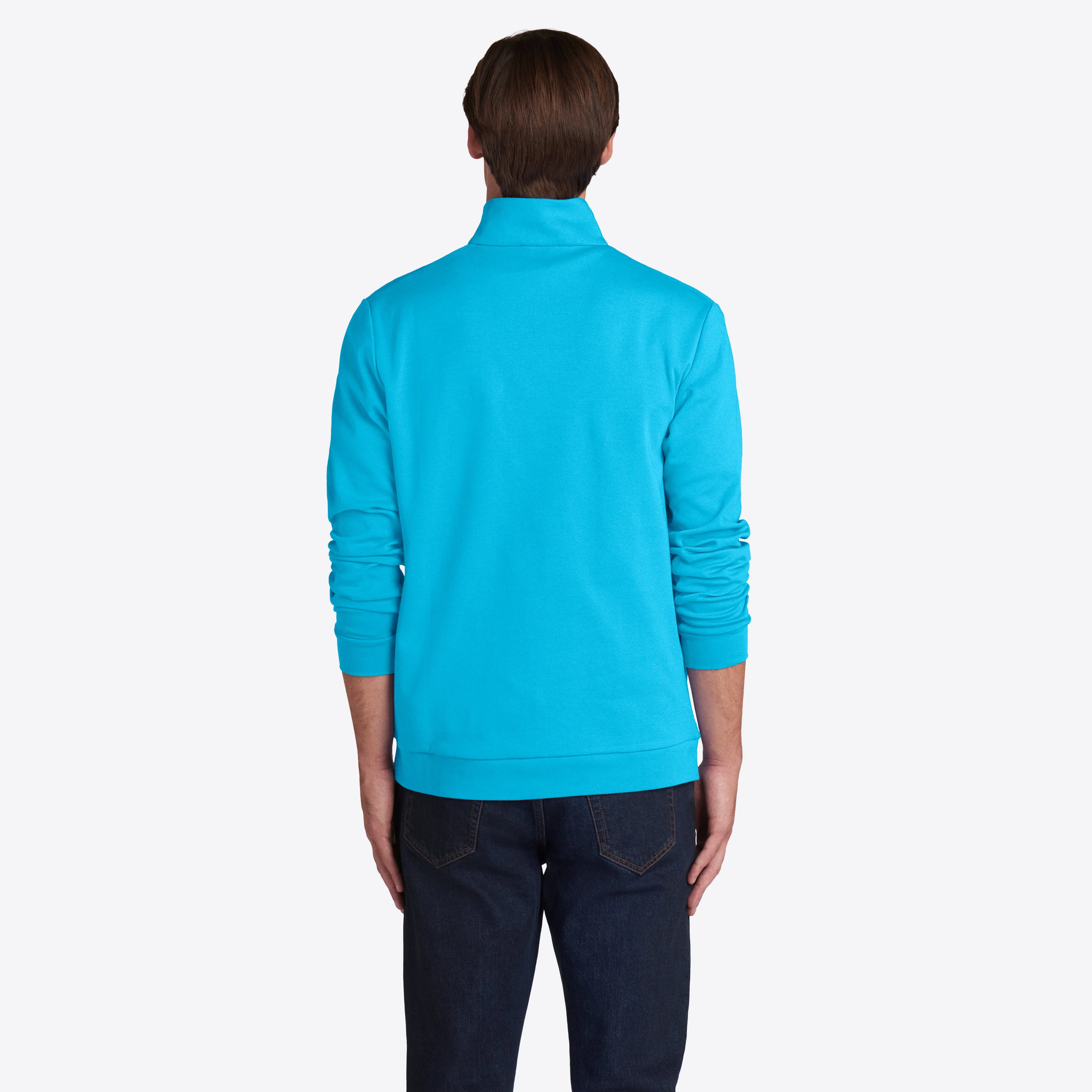 Solid Mesh Effect Quarter Zip Mock Neck Pullover sold by Bugatchi product image thumbnail 5