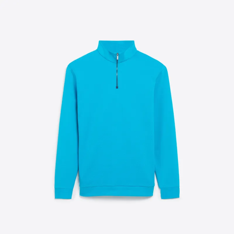 Solid Mesh Effect Quarter Zip Mock Neck Pullover sold by Bugatchi