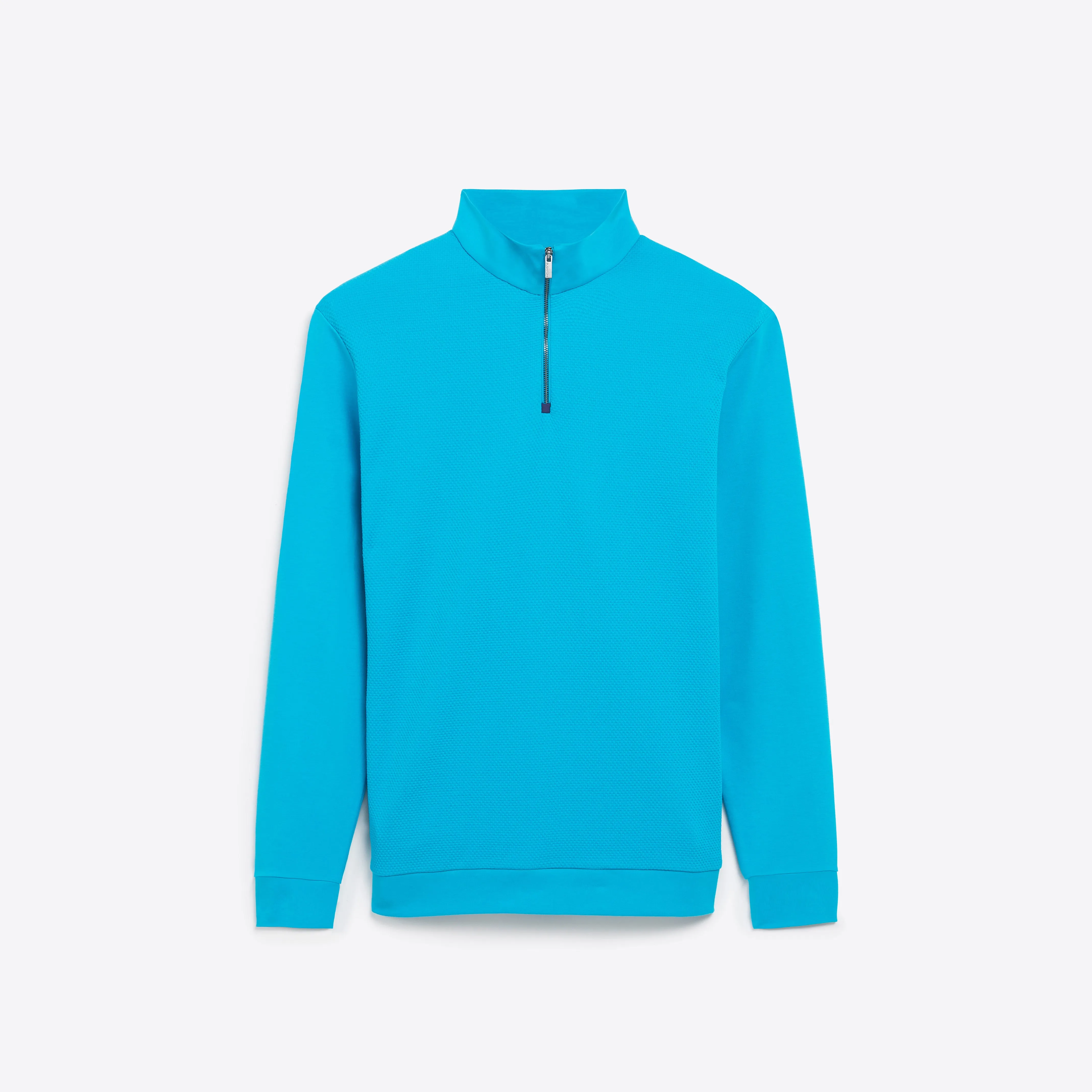 Solid Mesh Effect Quarter Zip Mock Neck Pullover sold by Bugatchi