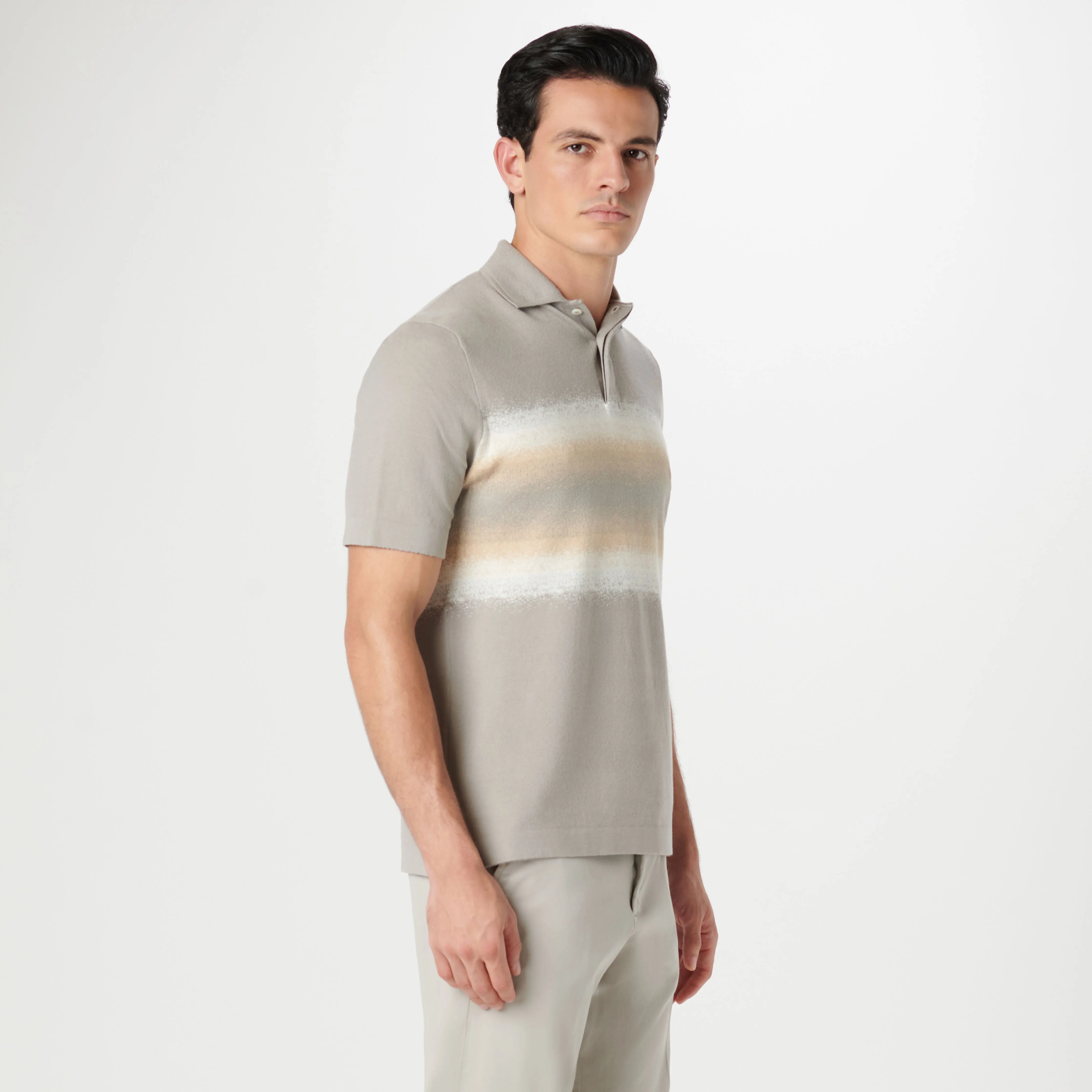 Ombre Stripe Short Sleeve Polo Sweater sold by Bugatchi product image thumbnail 3