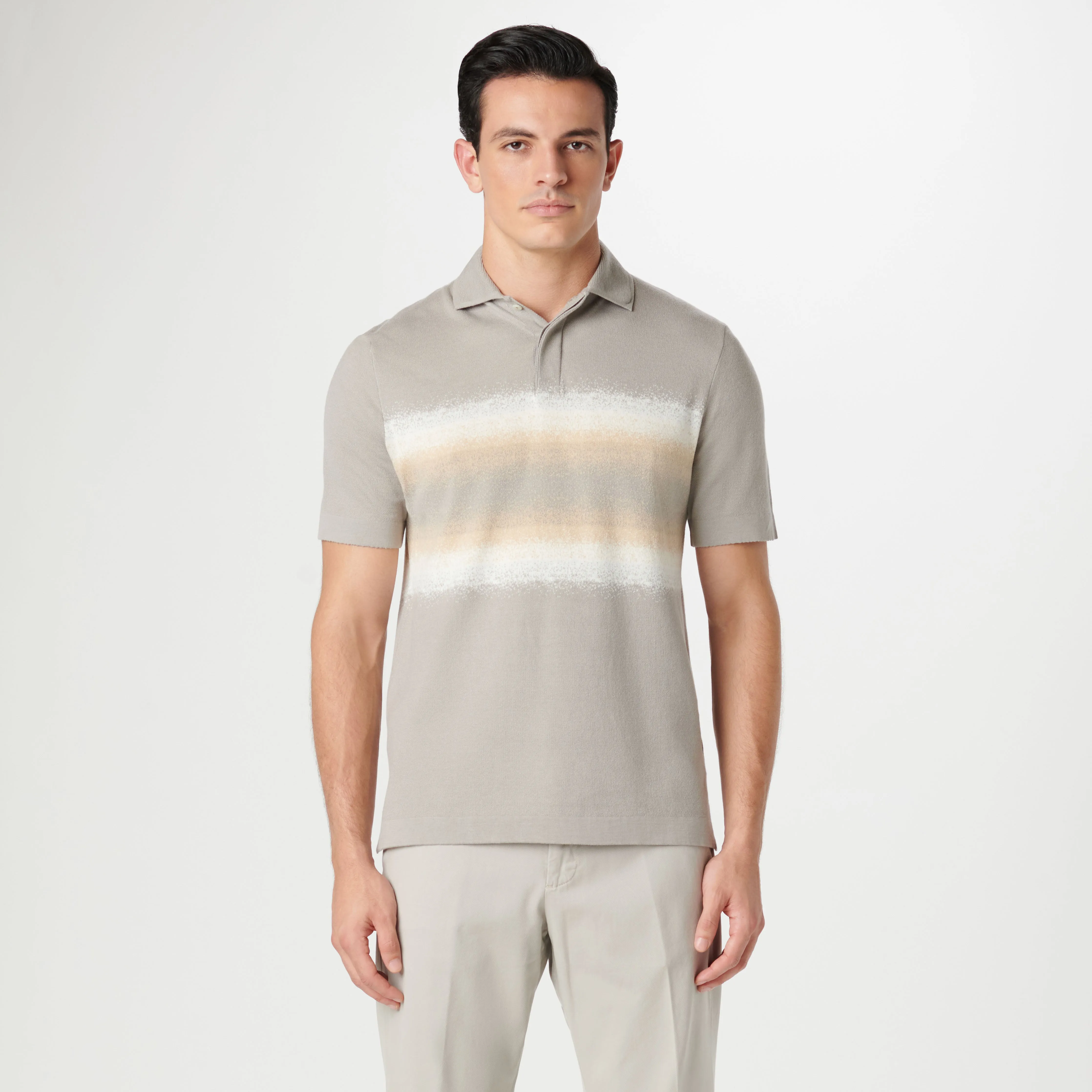 Ombre Stripe Short Sleeve Polo Sweater sold by Bugatchi product image thumbnail 2