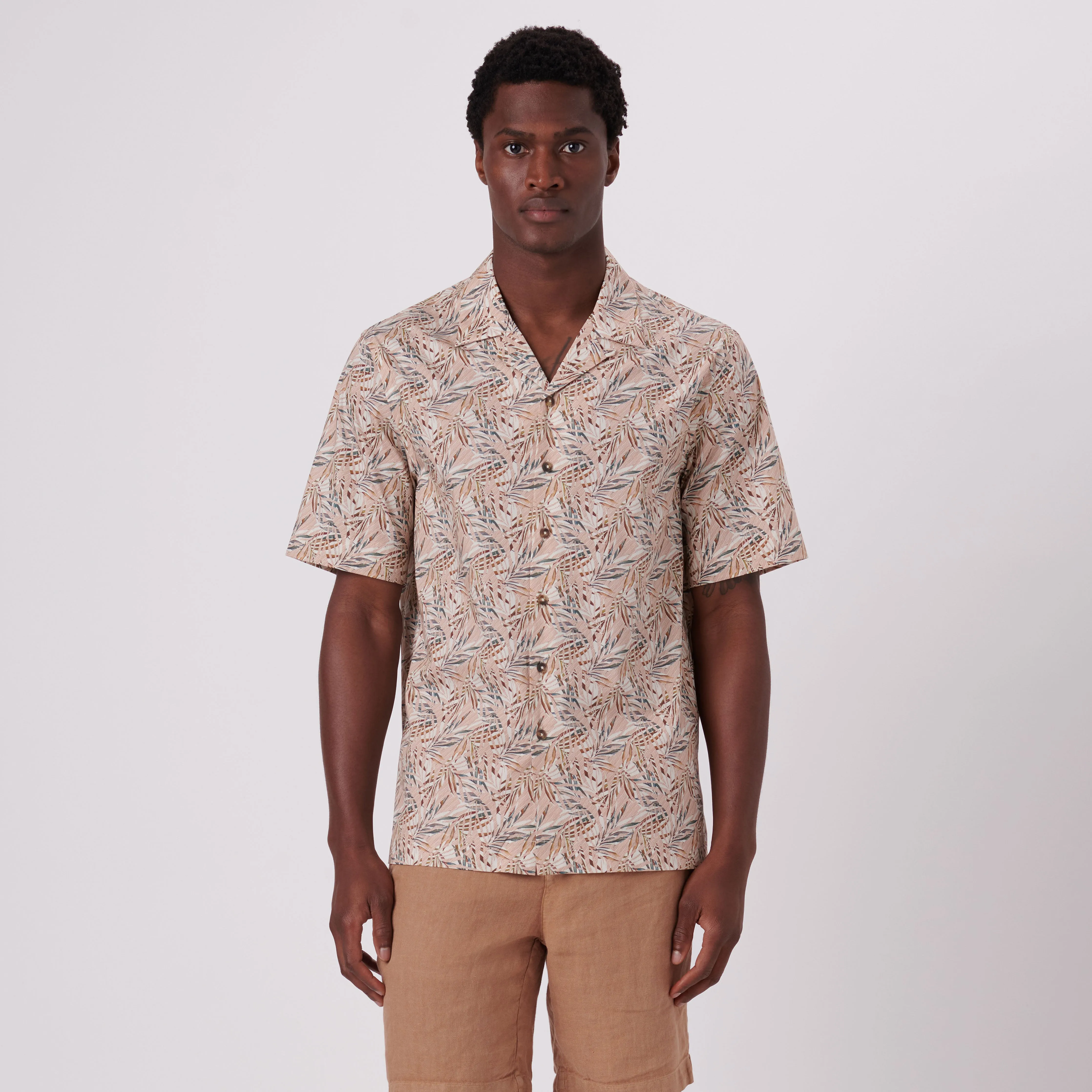 Jackson Leaf Print Short Sleeve Shirt sold by Bugatchi product image thumbnail 2