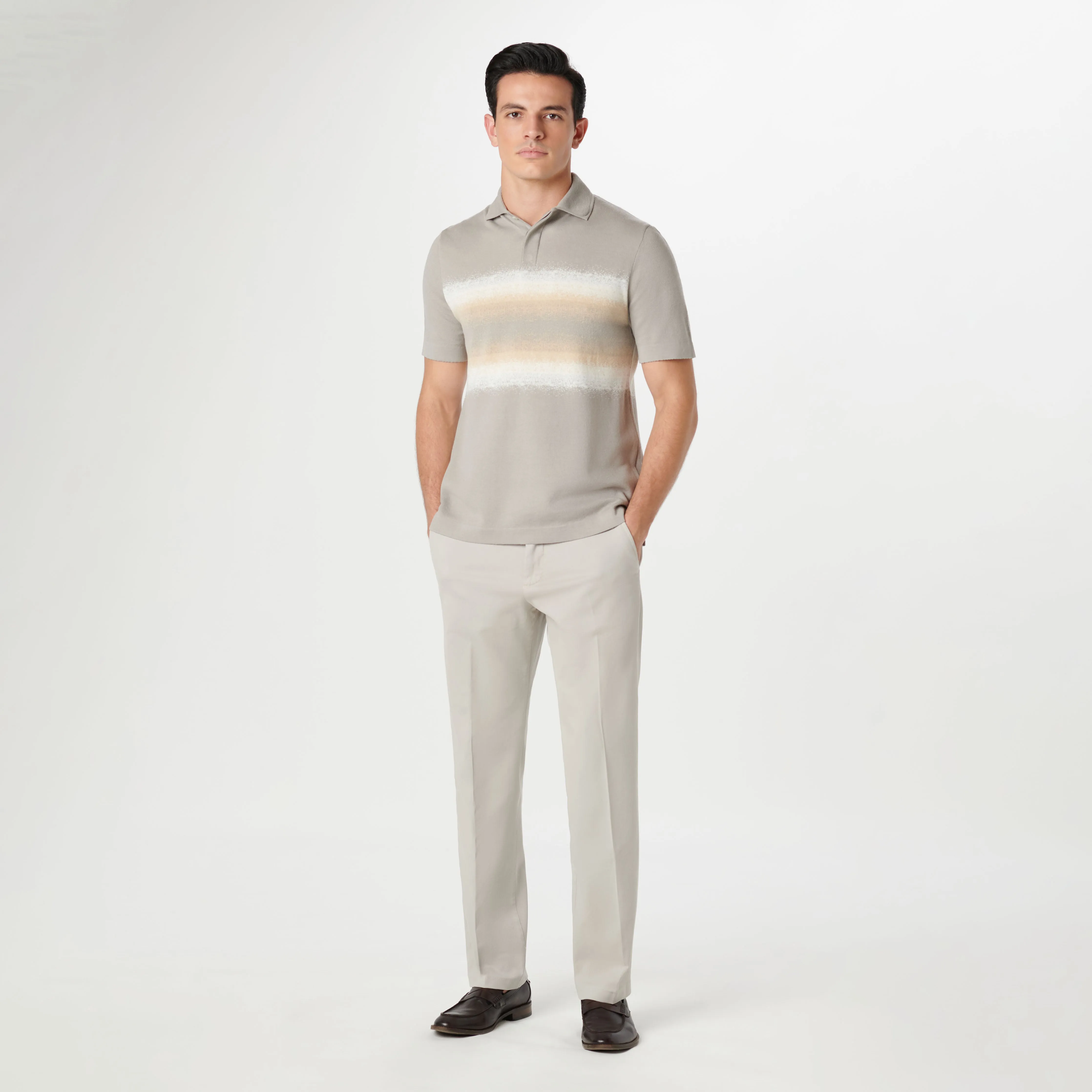 Ombre Stripe Short Sleeve Polo Sweater sold by Bugatchi product image thumbnail 5