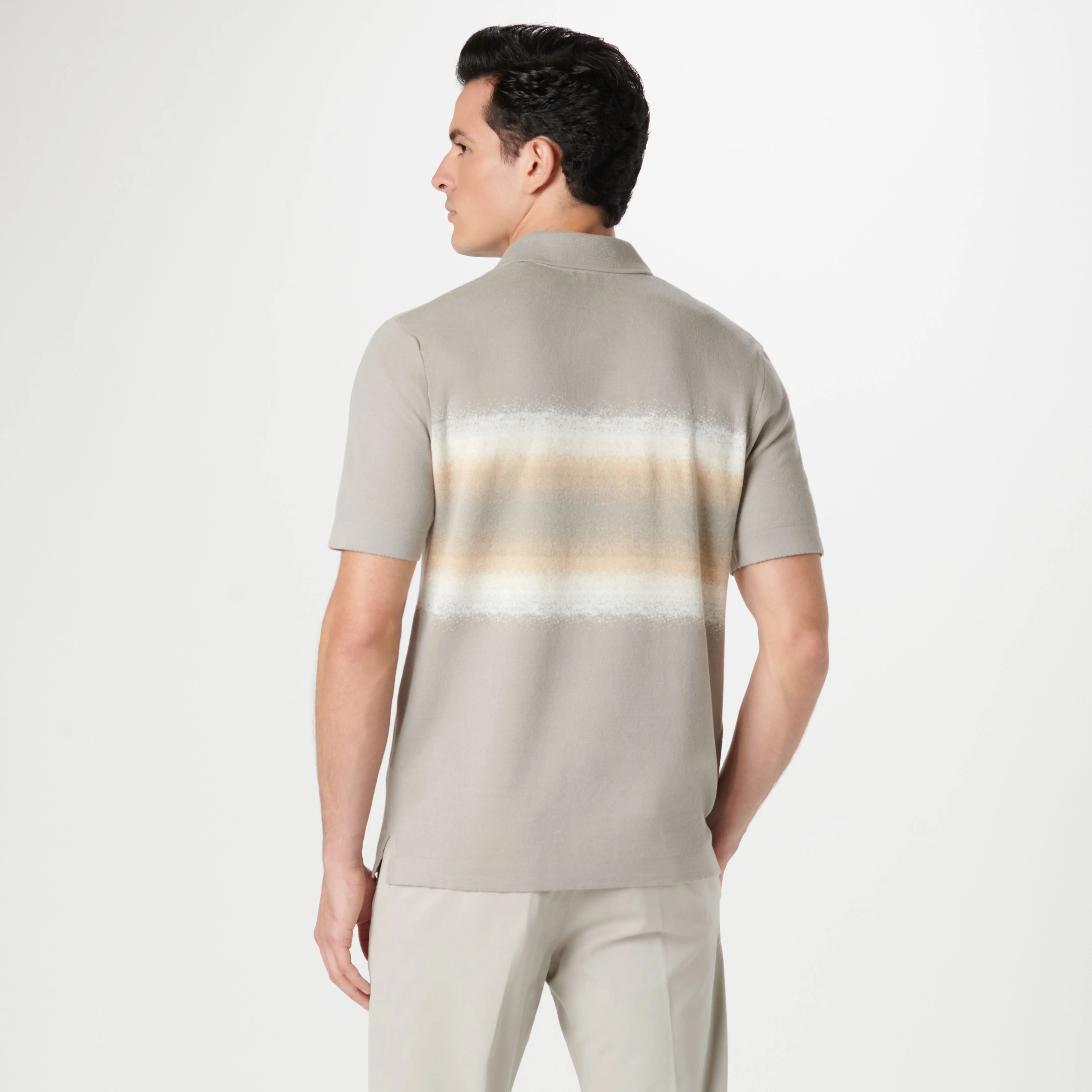 Ombre Stripe Short Sleeve Polo Sweater sold by Bugatchi product image thumbnail 4