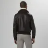 Leather Bomber Jacket with Removable Shearling Collar sold by Bugatchi