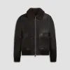 Leather Bomber Jacket with Removable Shearling Collar sold by Bugatchi