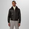 Leather Bomber Jacket with Removable Shearling Collar sold by Bugatchi