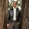 Leather Bomber Jacket with Removable Shearling Collar sold by Bugatchi