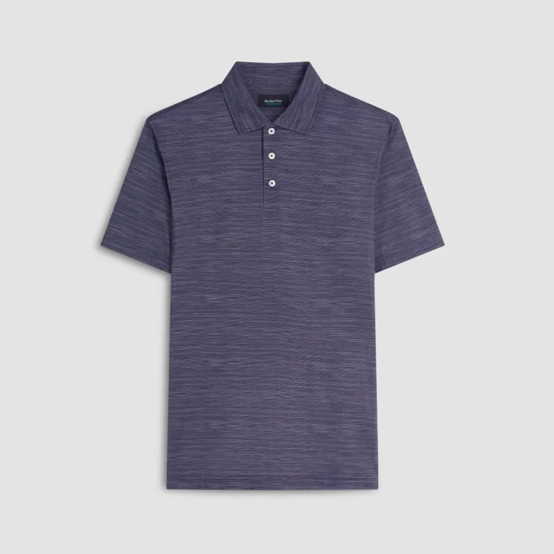 Victor Striated Print OoohCotton Polo made by Bugatchi