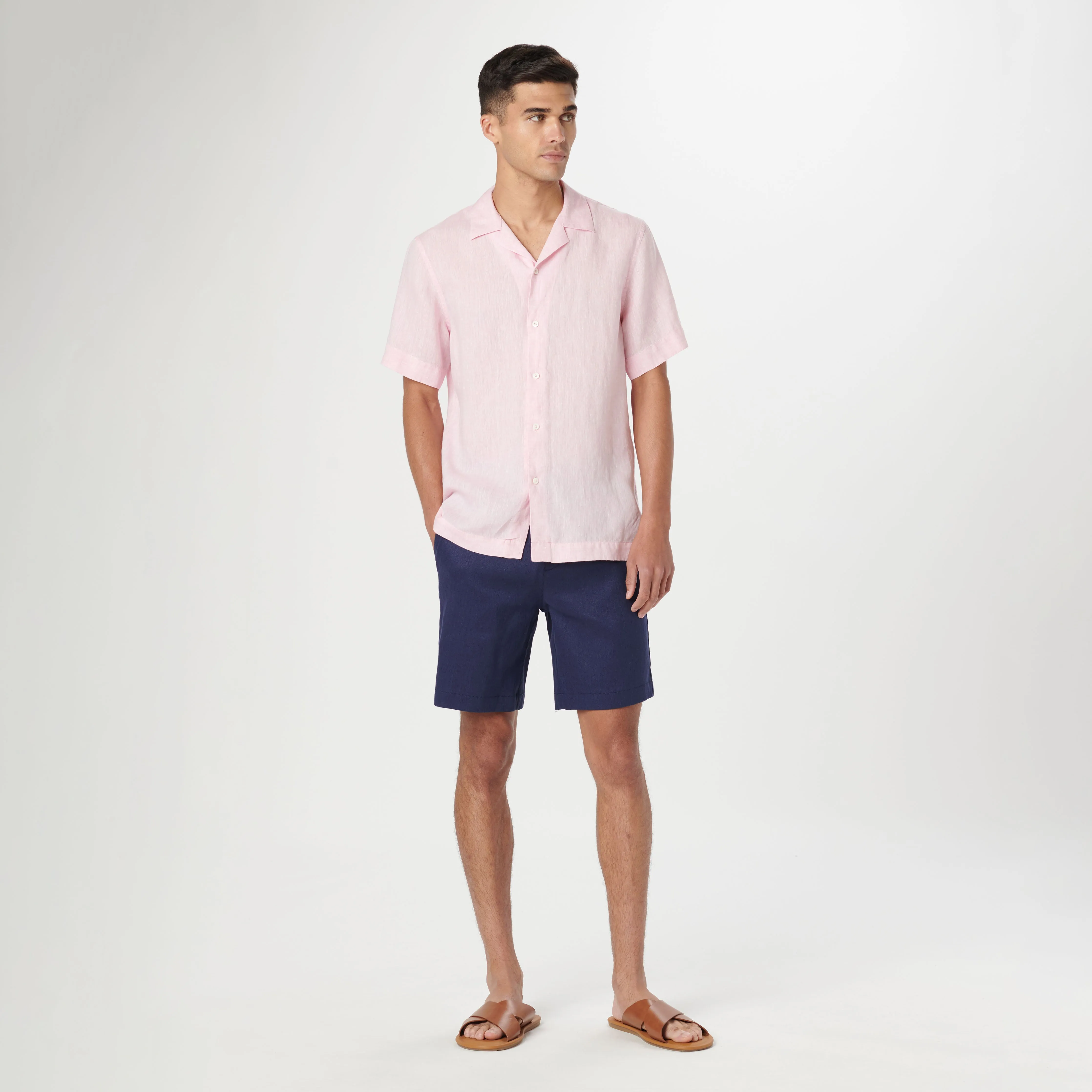 Jackson Solid Short Sleeve Linen Shirt sold by Bugatchi product image thumbnail 5