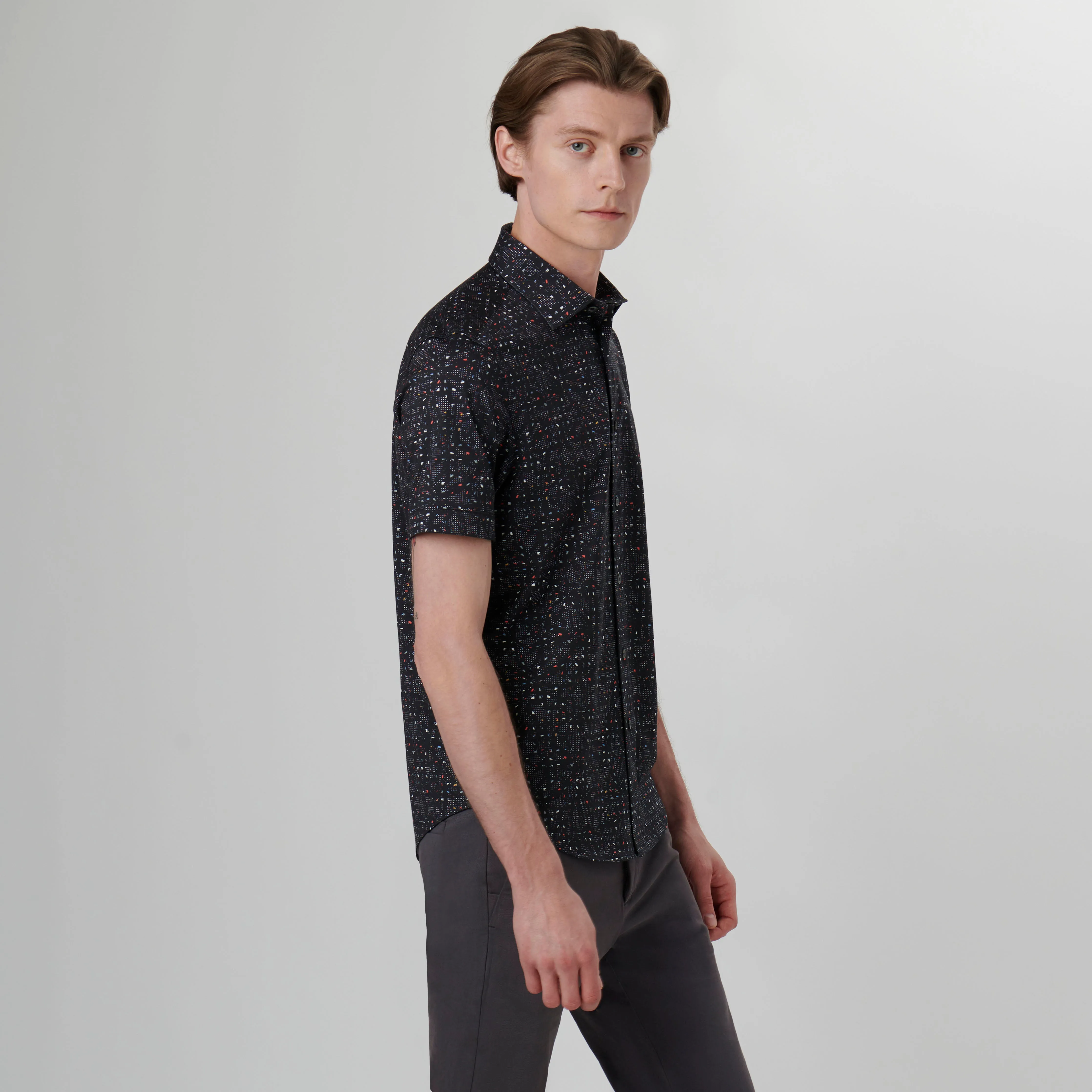 Miles Abstract OoohCotton Short Sleeve Shirt sold by Bugatchi product image thumbnail 3