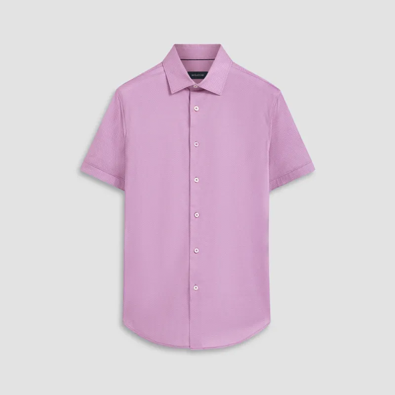 Miles Diagonal Pin Stripe OoohCotton Short Sleeve Shirt sold by Bugatchi