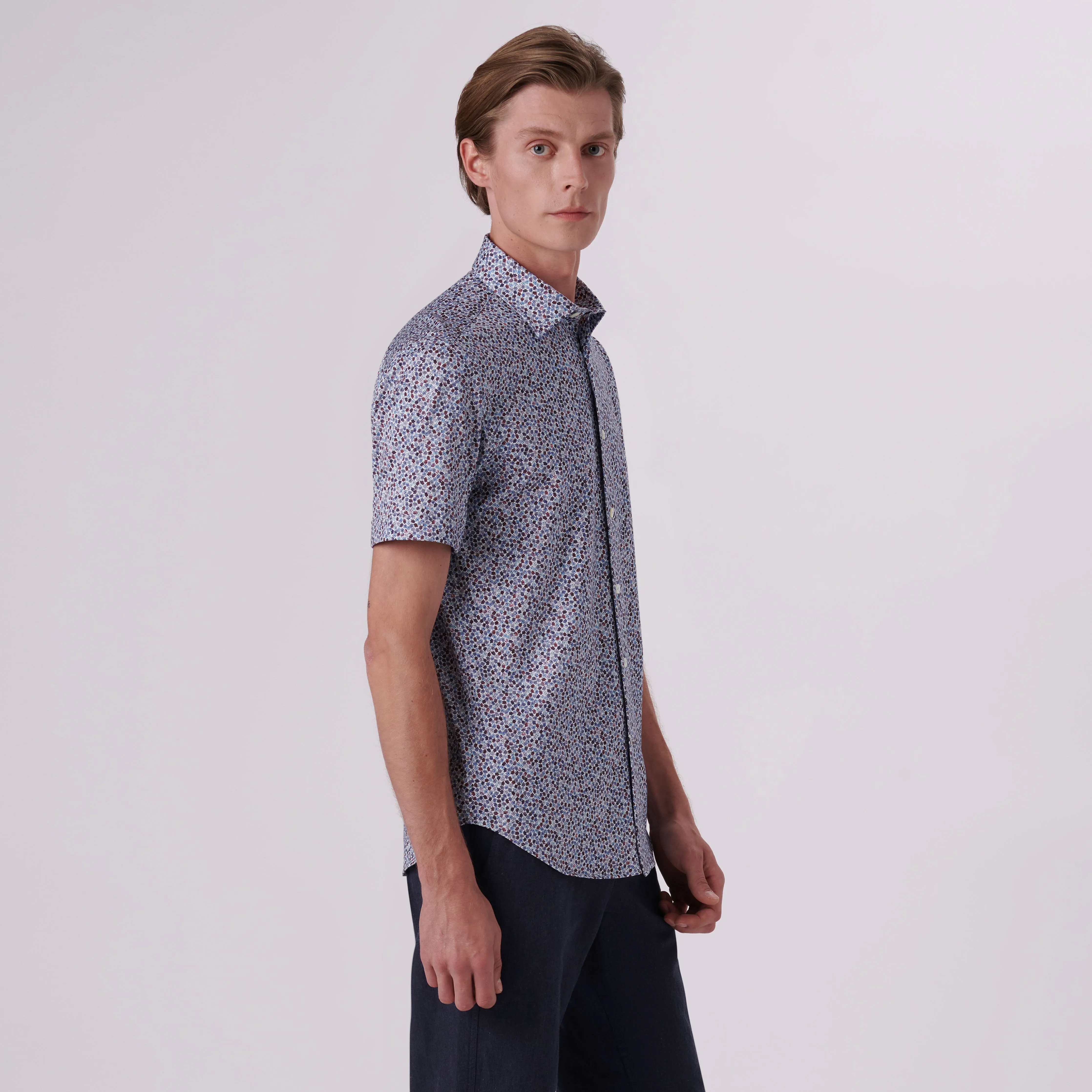 Miles Floral Print OoohCotton Short Sleeve Shirt sold by Bugatchi product image thumbnail 3