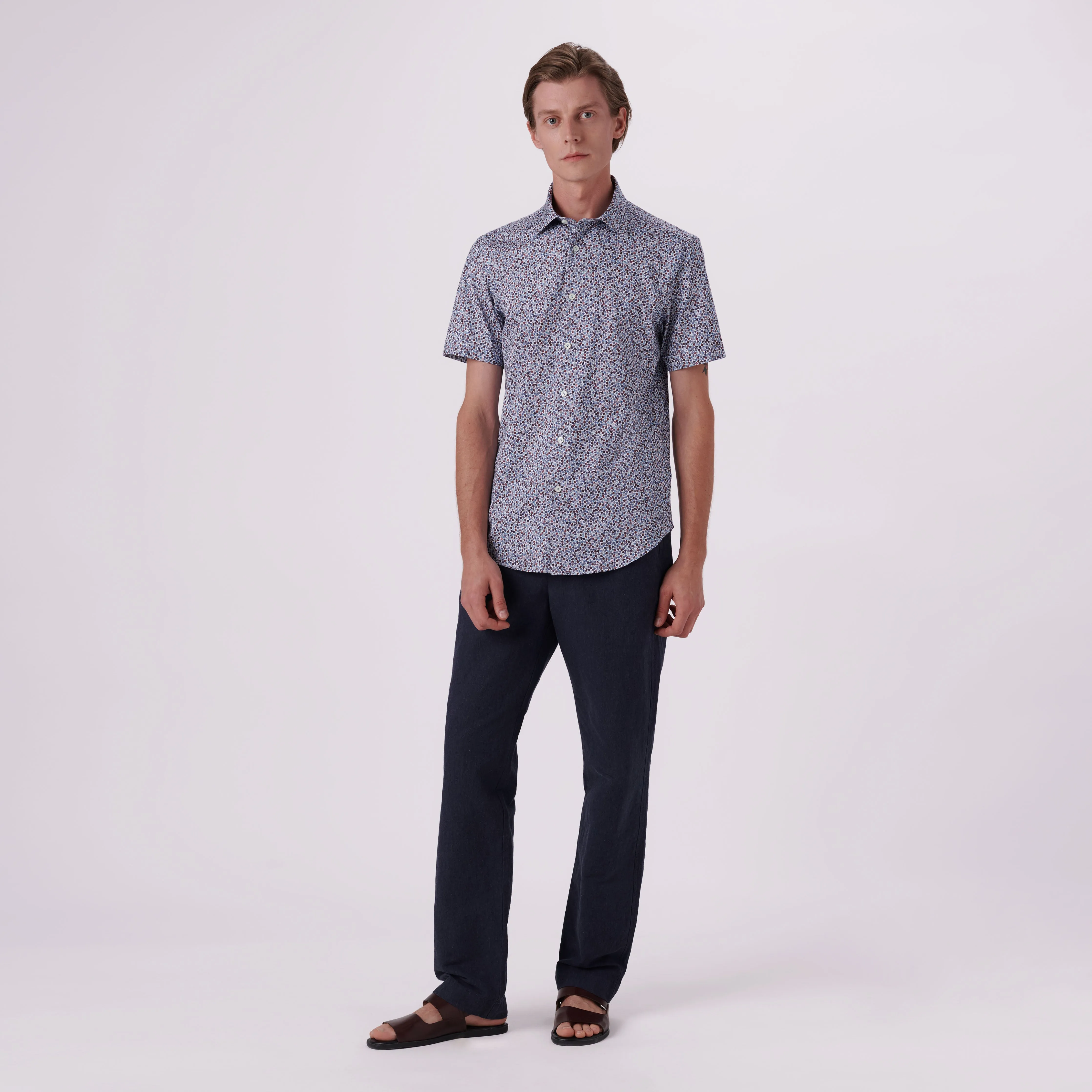 Miles Floral Print OoohCotton Short Sleeve Shirt sold by Bugatchi product image thumbnail 5