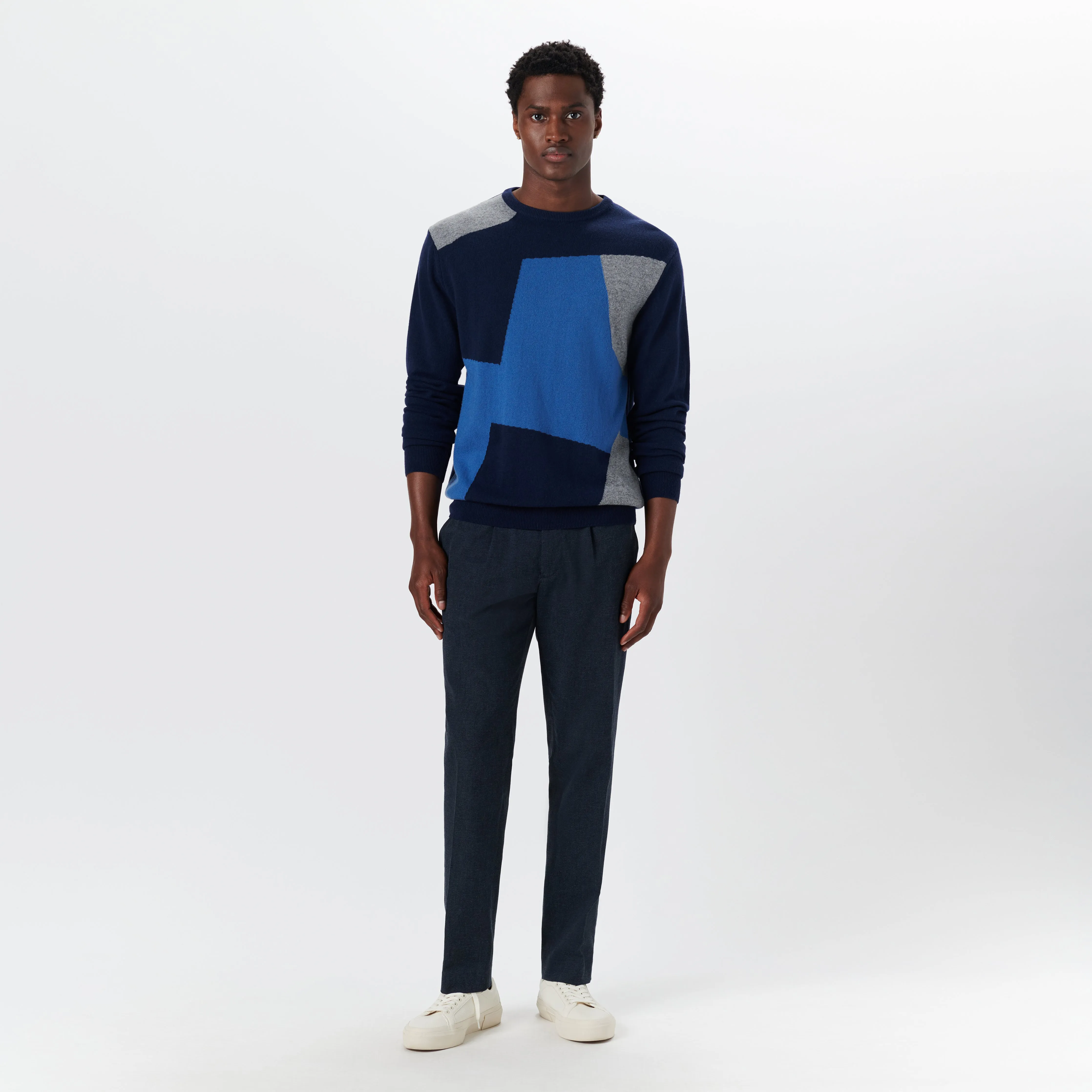 Crew Neck Patchwork Intarsia Sweater sold by Bugatchi product image thumbnail 5