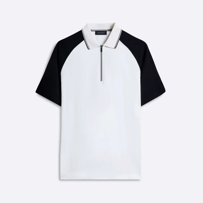 Short Sleeve Quarter Zip Polo sold by Bugatchi