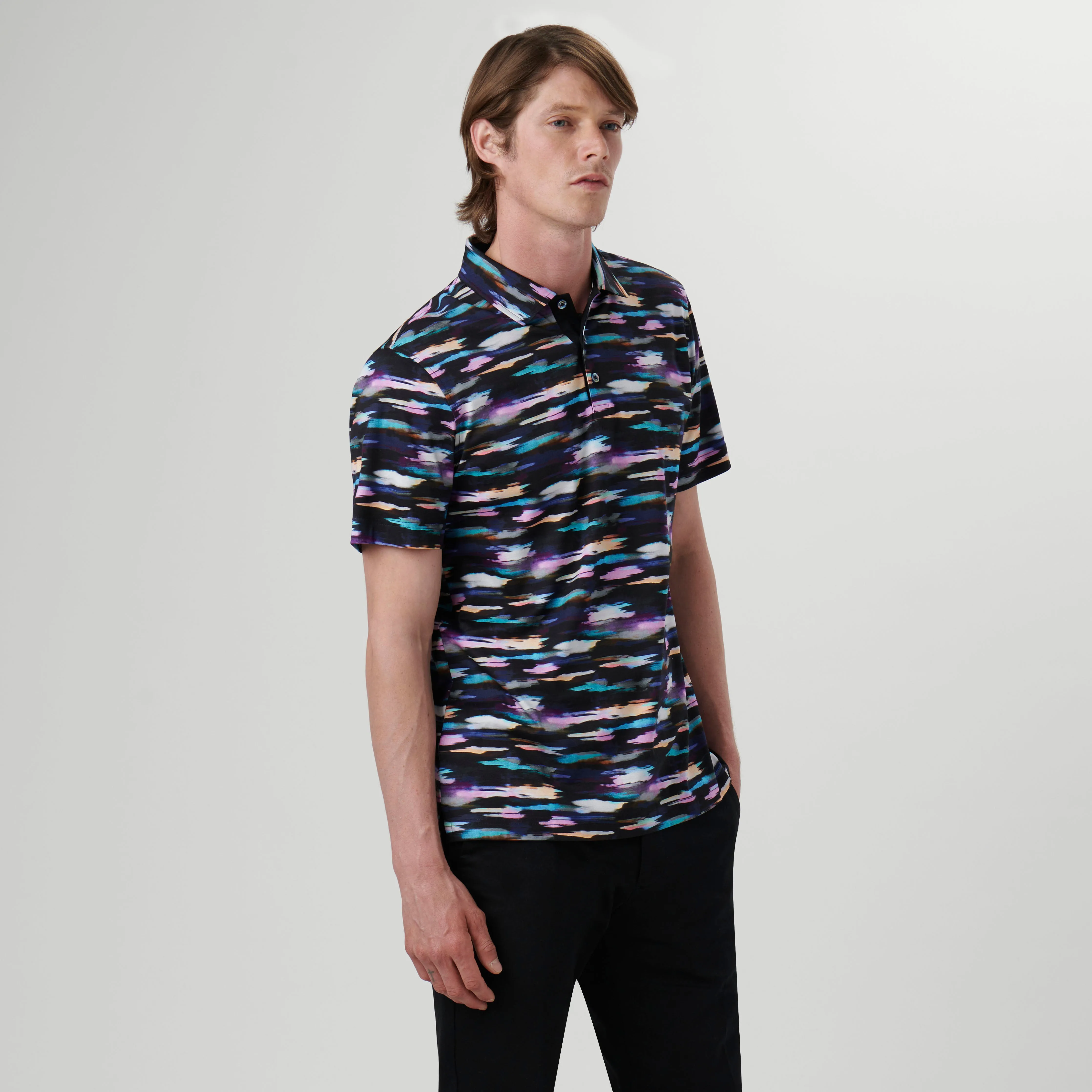 Hendrix Abstract Print Polo Shirt sold by Bugatchi product image thumbnail 3
