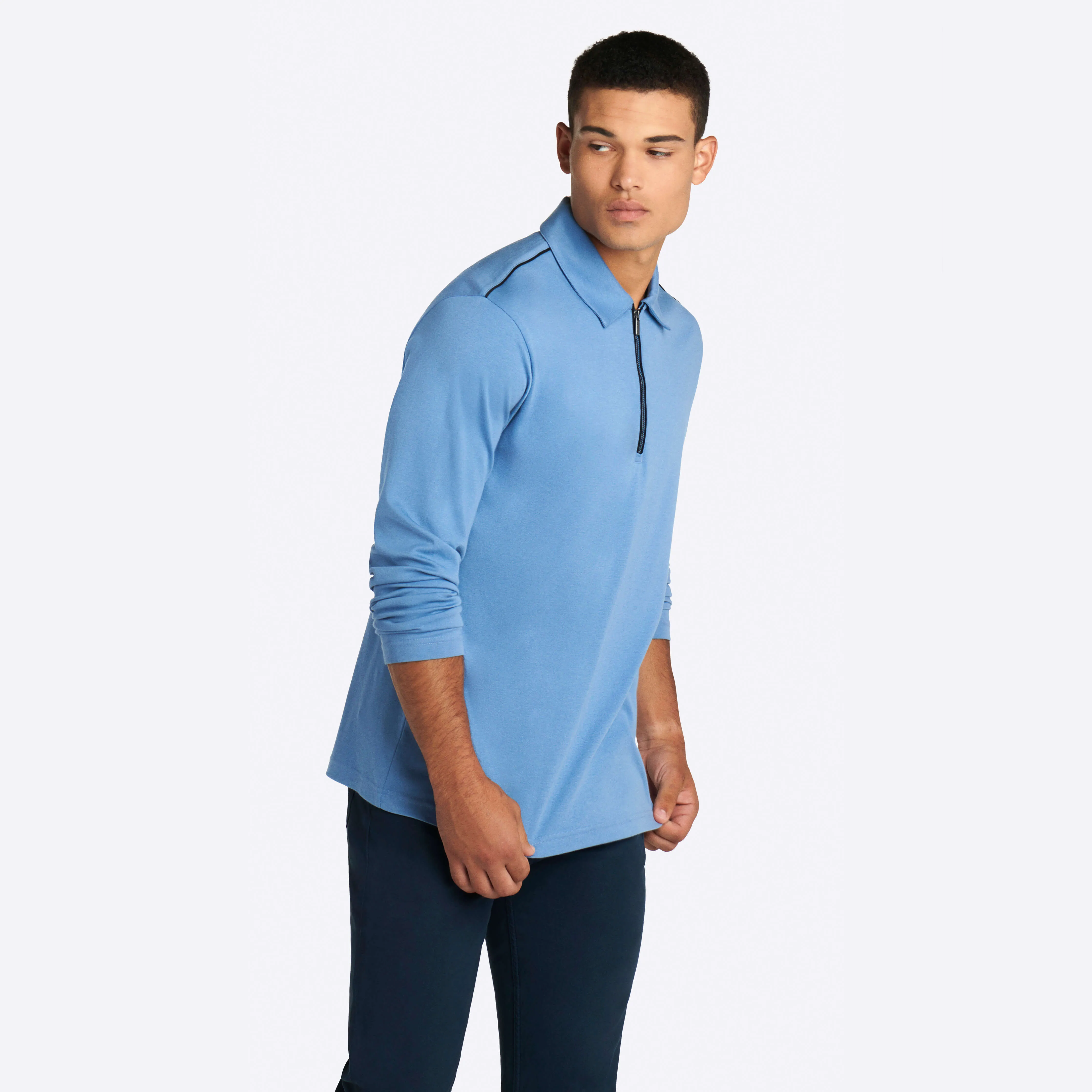 Solid Long Sleeve Quarter Zip Polo sold by Bugatchi product image thumbnail 3