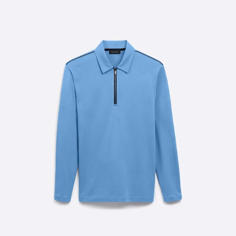 Solid Long Sleeve Quarter Zip Polo sold by Bugatchi