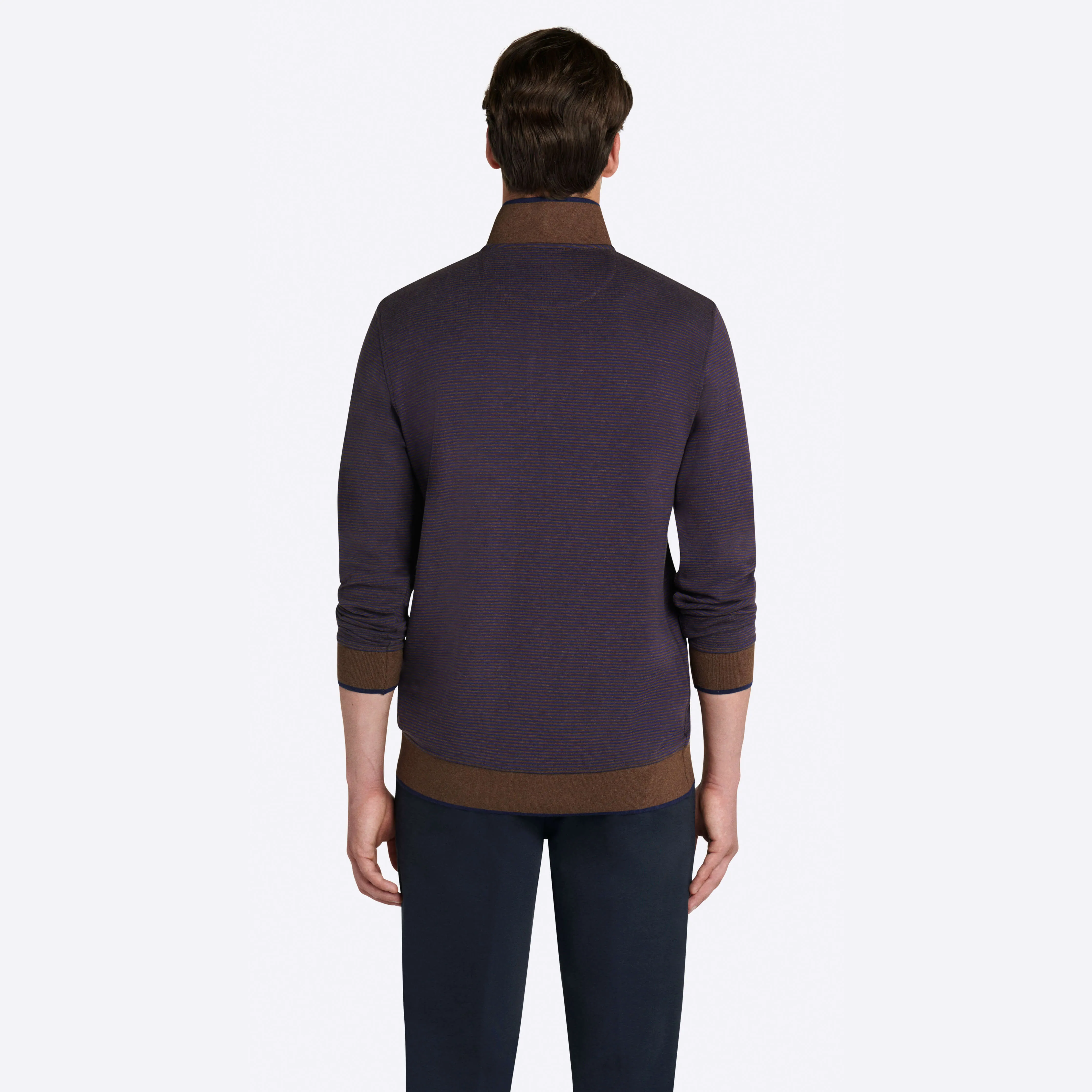 Striped Quarter Zip Mock Neck Pullover sold by Bugatchi product image thumbnail 5