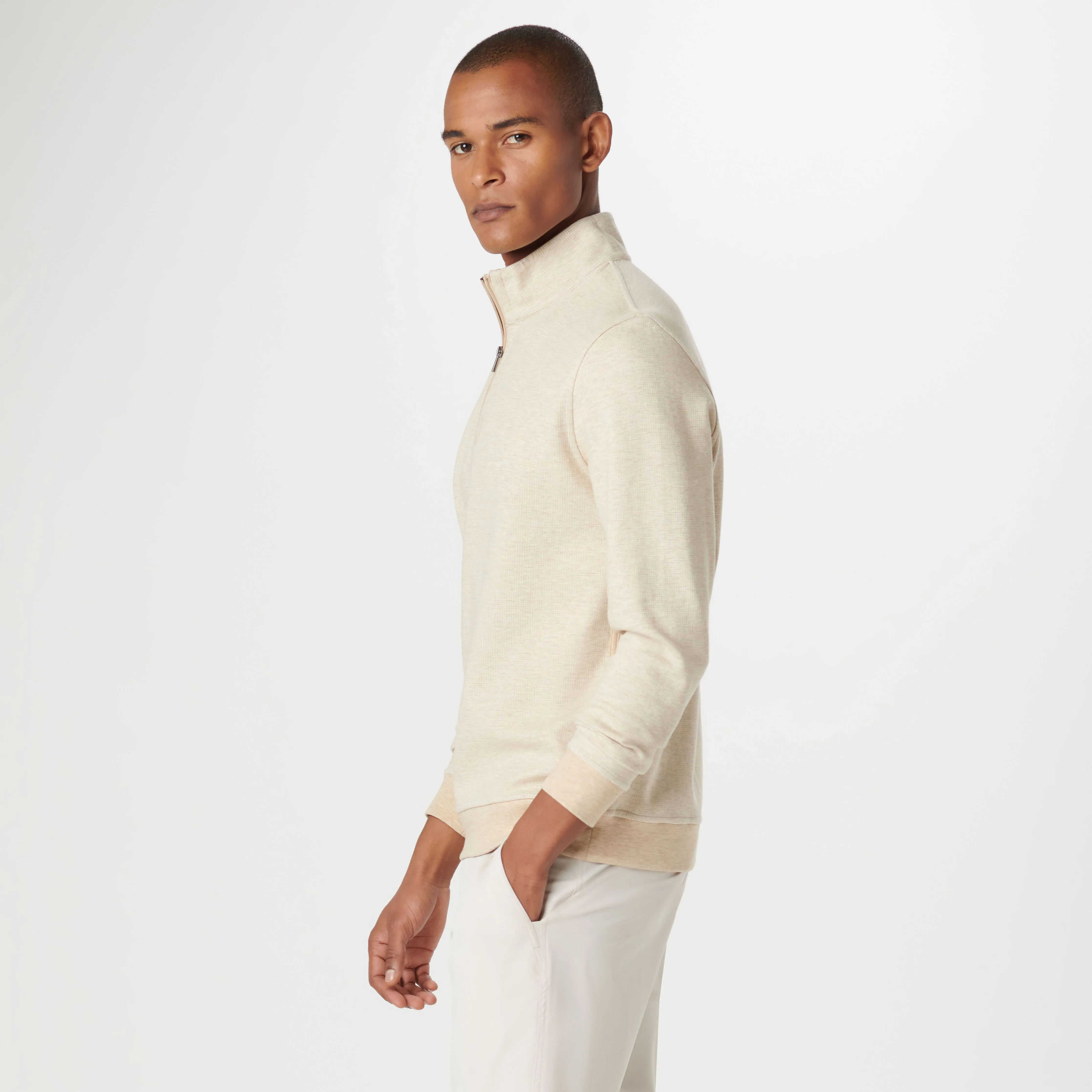 Hound's Tooth Quarter Zip Pullover sold by Bugatchi product image thumbnail 3