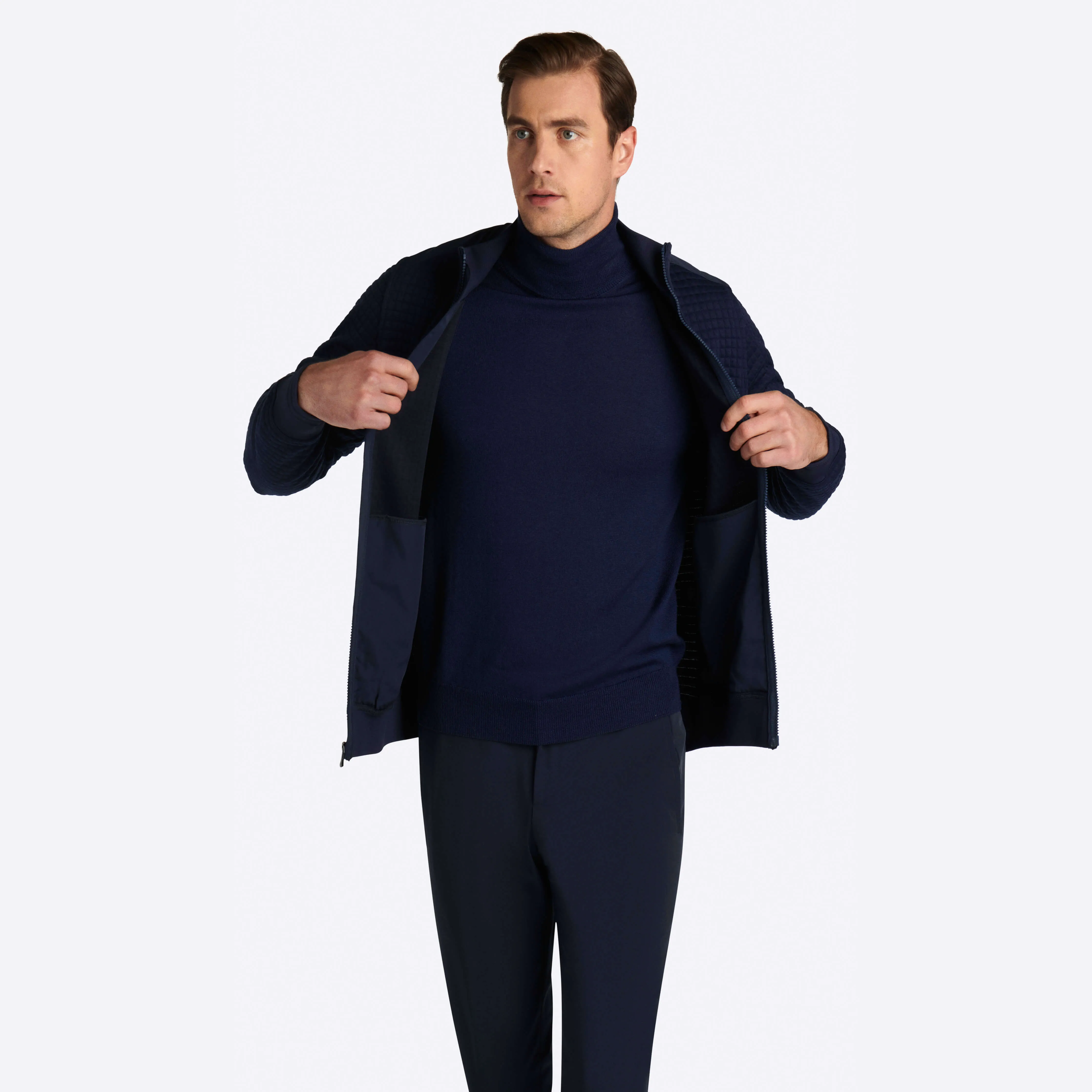 Waffle Knit Mock Neck Jacket sold by Bugatchi product image thumbnail 3