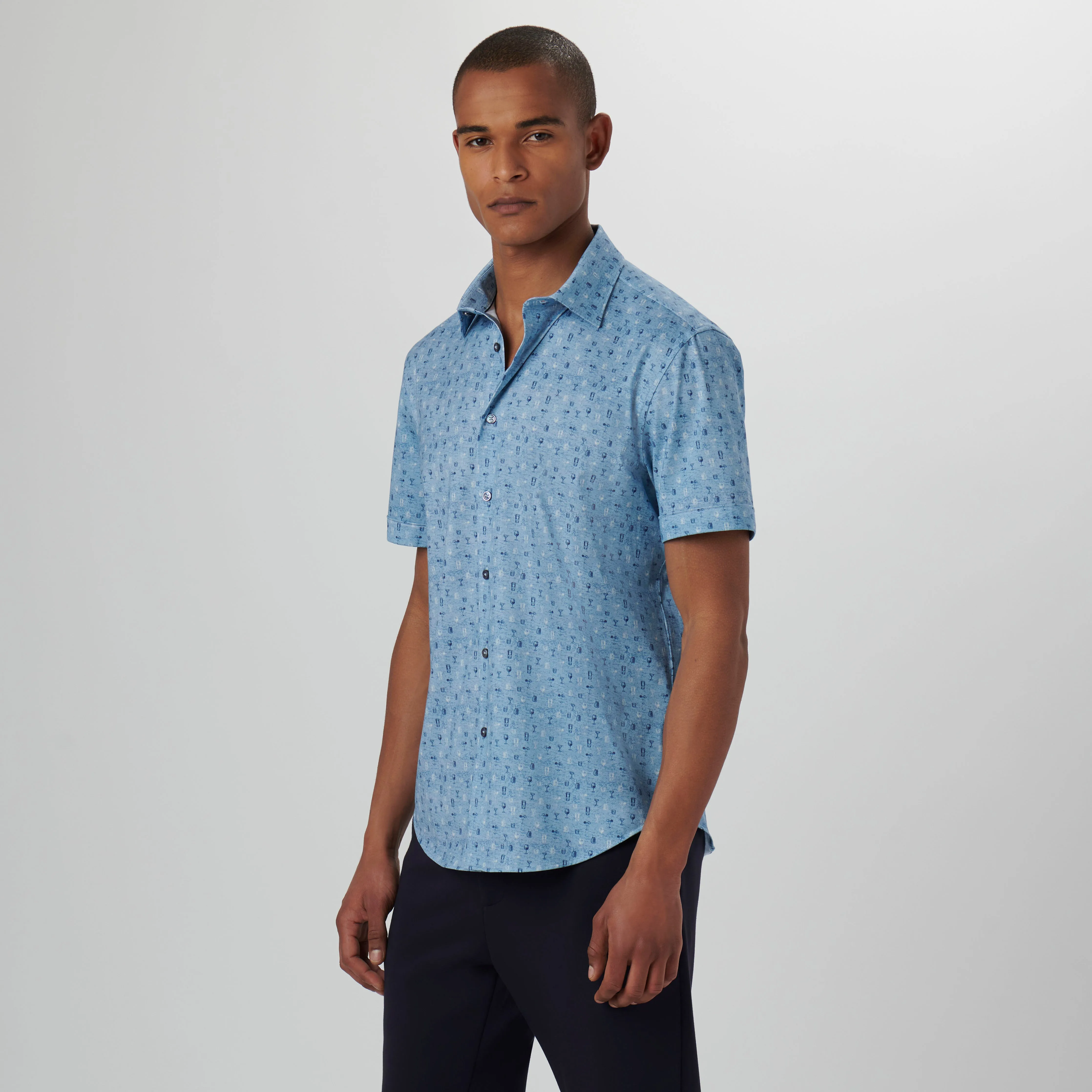Miles Bar Drinks OoohCotton Short Sleeve Shirt sold by Bugatchi product image thumbnail 3