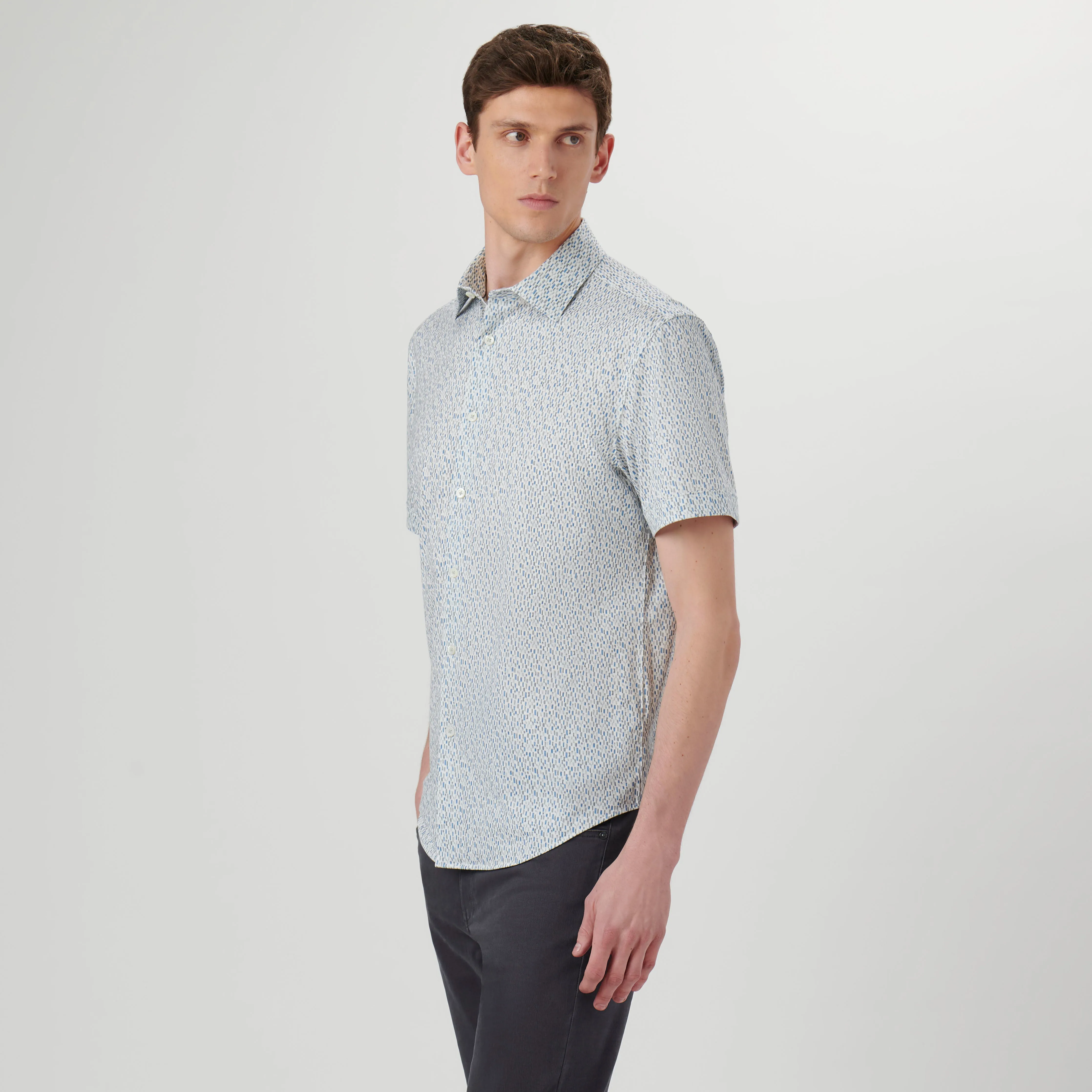 Miles Abstract OoohCotton Short Sleeve Shirt sold by Bugatchi product image thumbnail 3