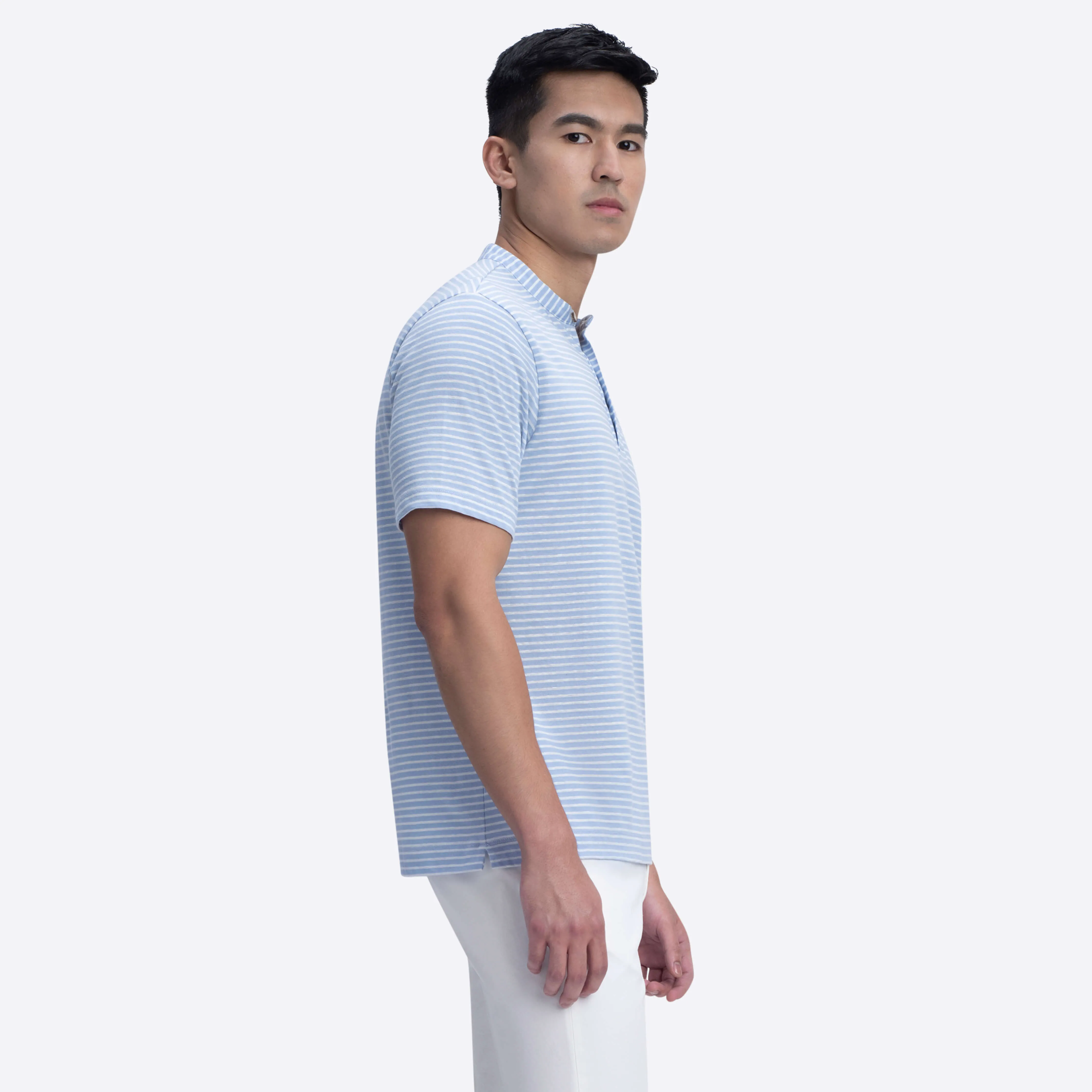 Striped Short Sleeve Henley sold by Bugatchi product image thumbnail 3