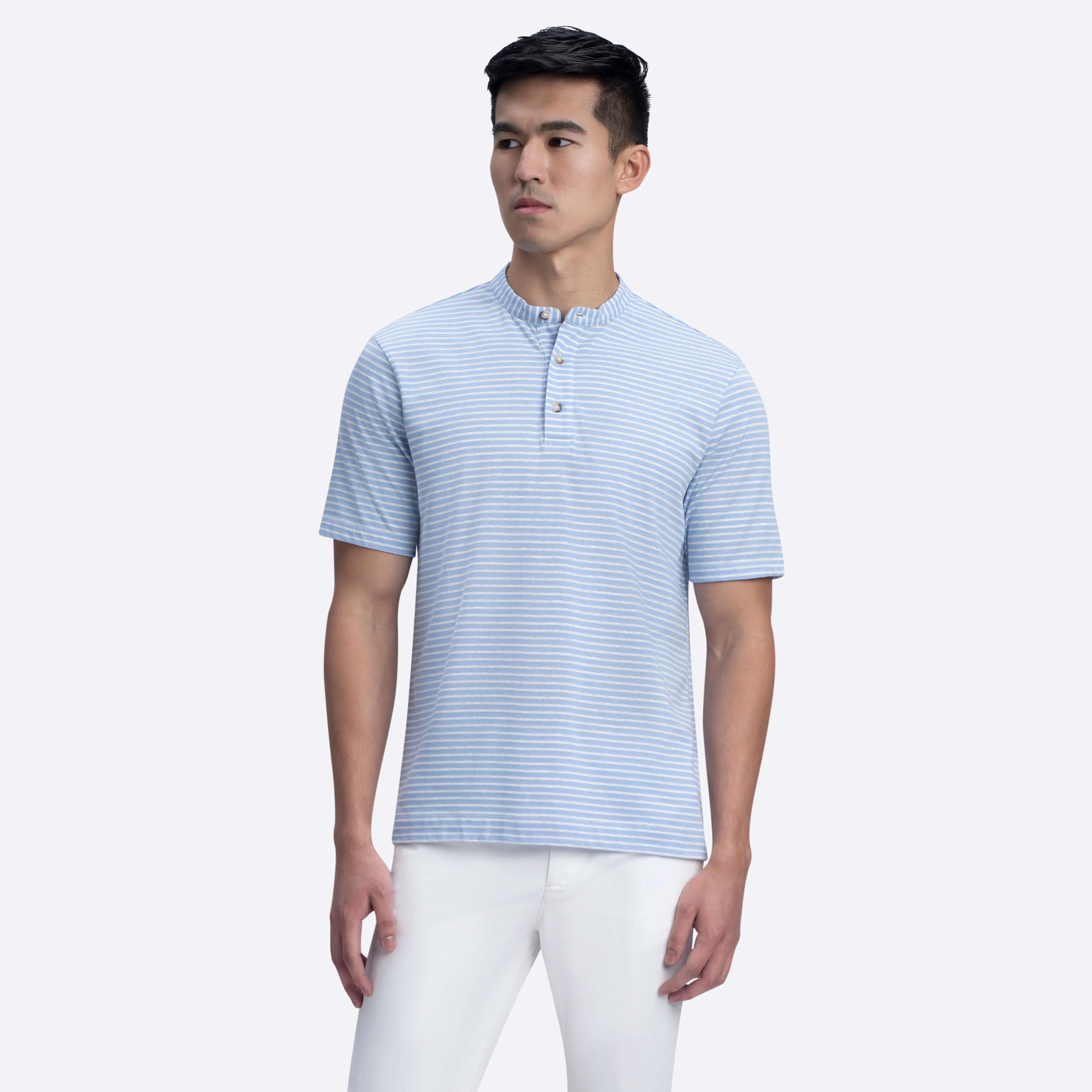 Striped Short Sleeve Henley sold by Bugatchi product image thumbnail 2