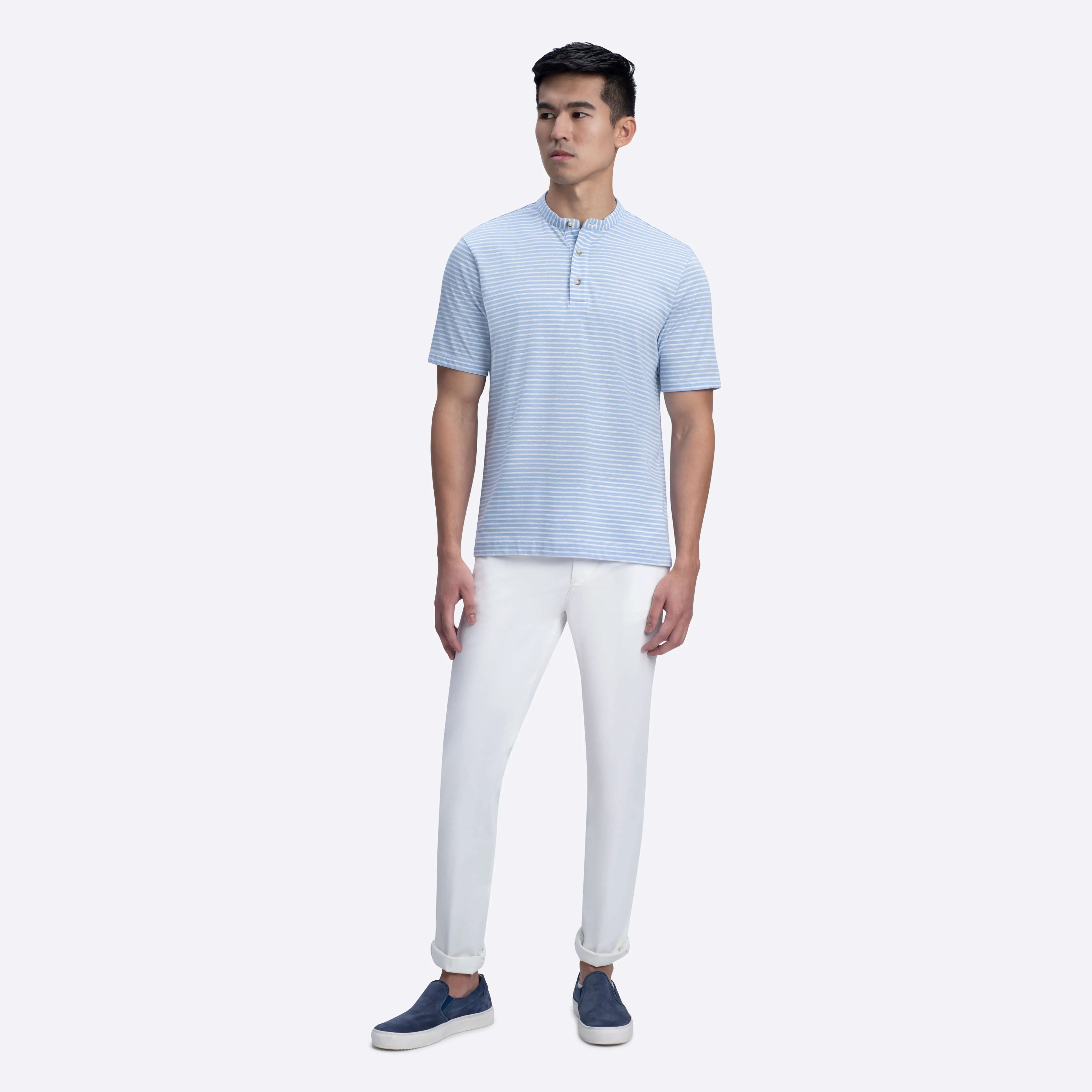 Striped Short Sleeve Henley sold by Bugatchi product image thumbnail 5